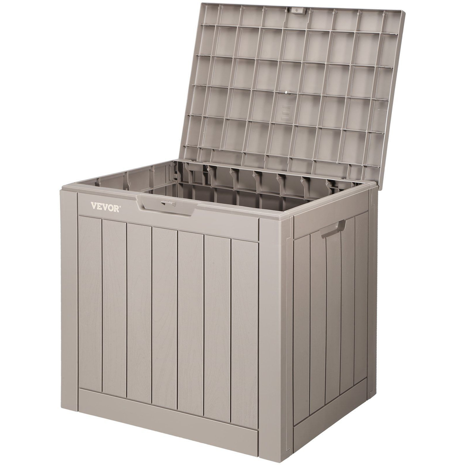 VEVOR Deck Box, 31 Gallon Outdoor Storage Box, 22.1" x 17.1" x 20.9" , Waterproof PP Deckbox with Aluminum Alloy Padlock, for Patio Furniture, Pool Toys, Garden Tools, Outdoor Cushions, Gray