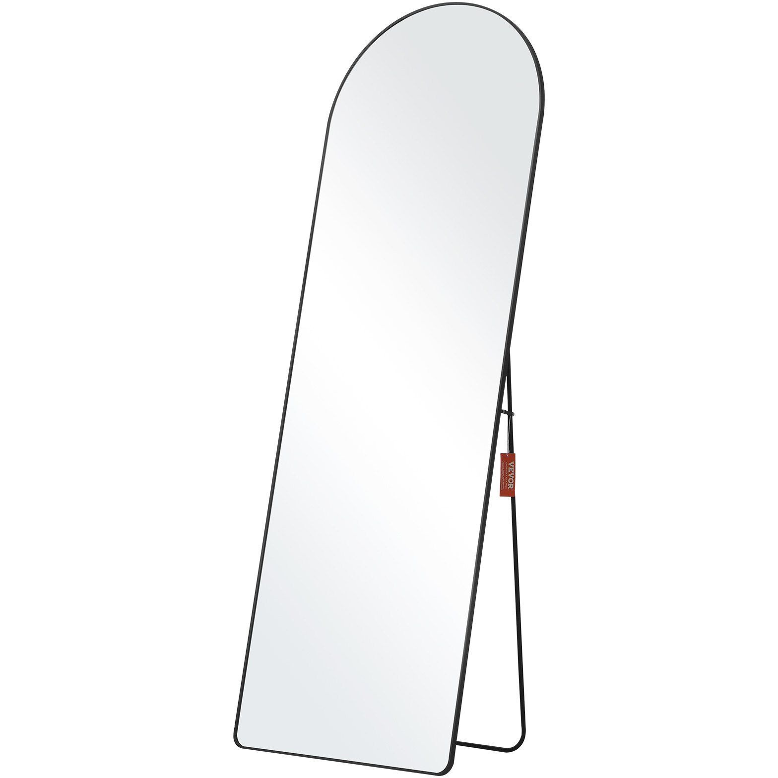VEVOR Arched Full Length Mirror, 65'' x 22'', Large Free Standing Leaning Hanging Wall Mounted Floor Mirror with Stand Aluminum Alloy Frame, Full Body Dressing Mirror for Living Room Bedroom, Black