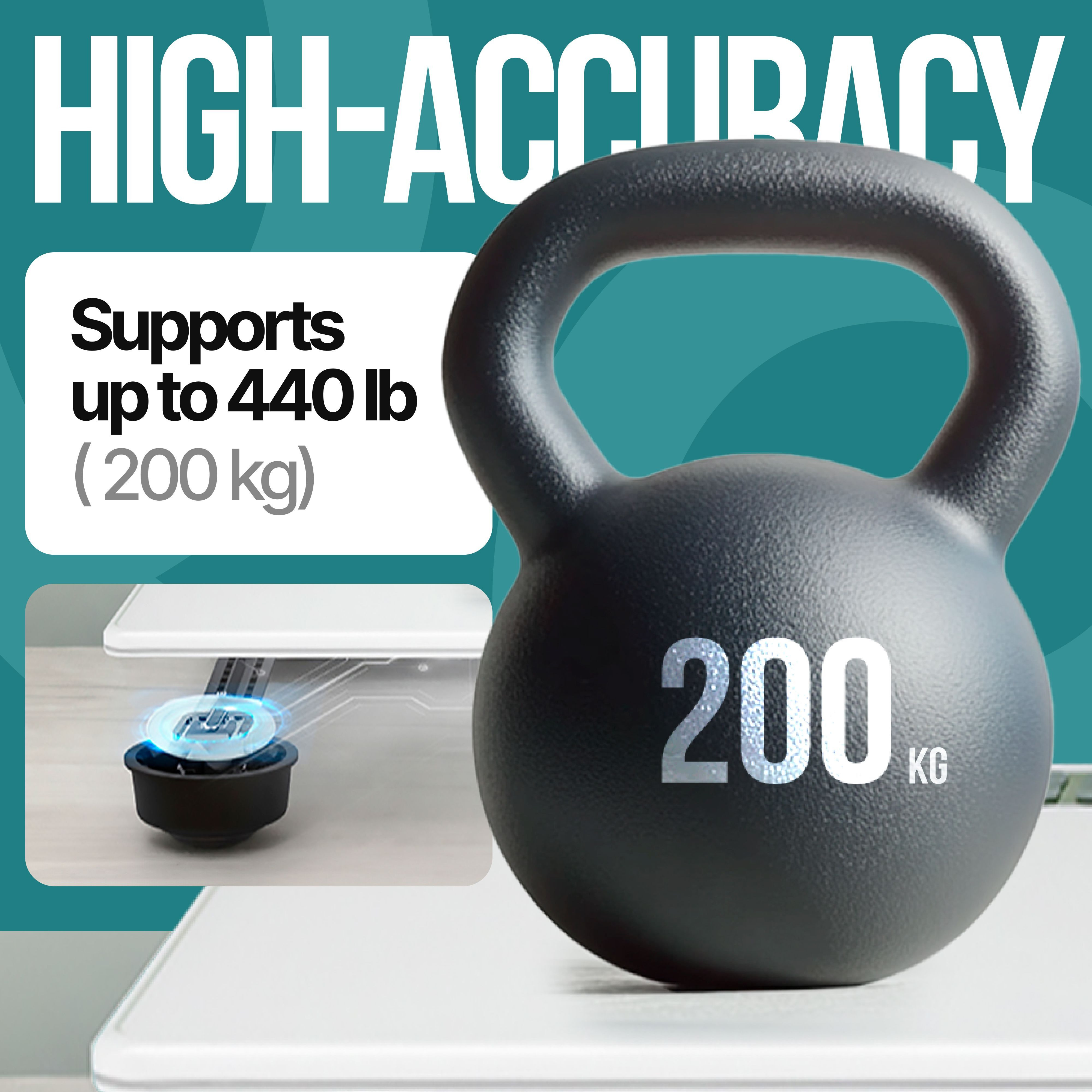 Digital Bathroom Scale for Body Weight EziGo Large Platform 12 inch 30cm, High Capacity 440lb 200kg, Accurate Scale for Adults, Elderly, Seniors, Pets, and Babies