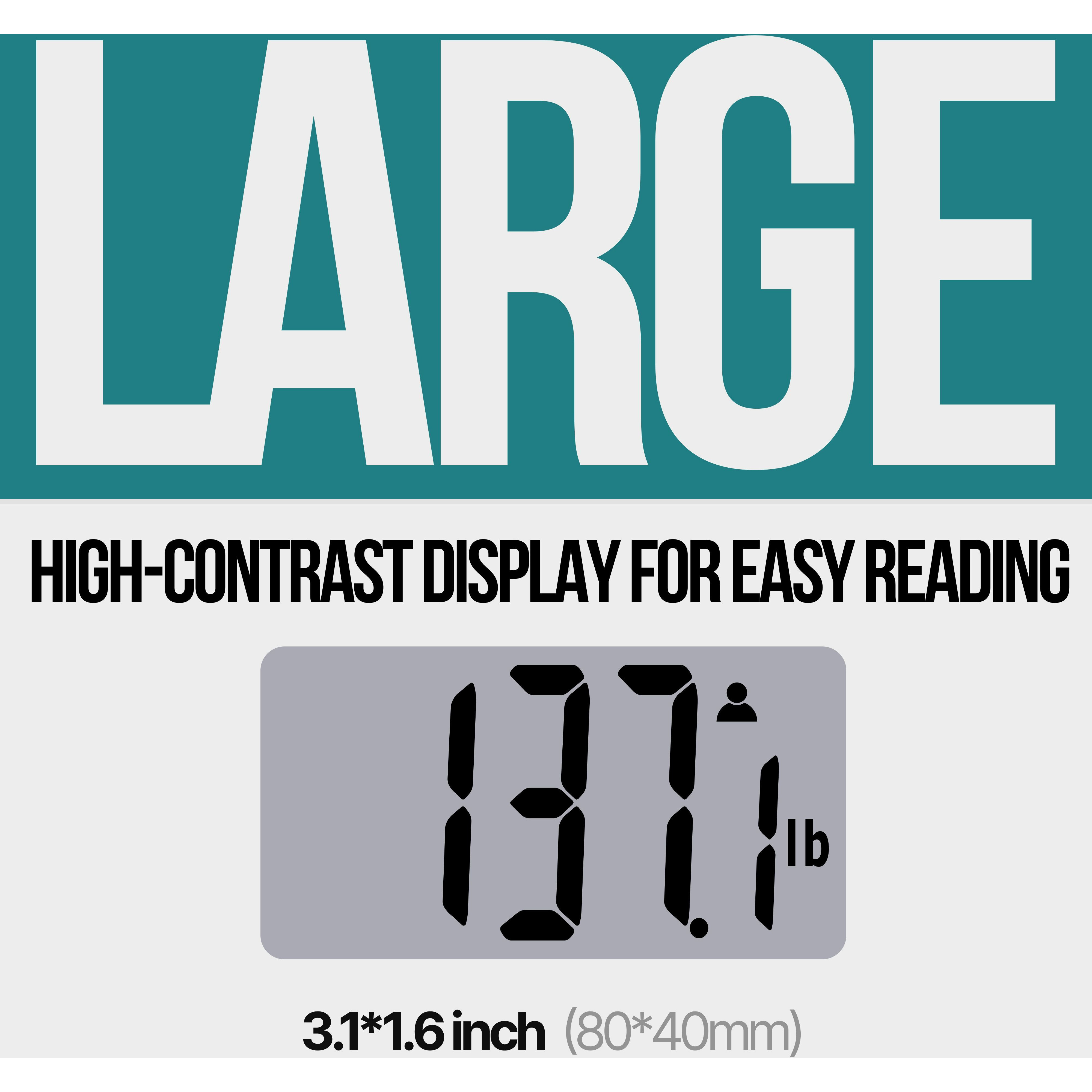 Digital Bathroom Scale for Body Weight EziGo Large Platform 12 inch 30cm, High Capacity 440lb 200kg, Accurate Scale for Adults, Elderly, Seniors, Pets, and Babies
