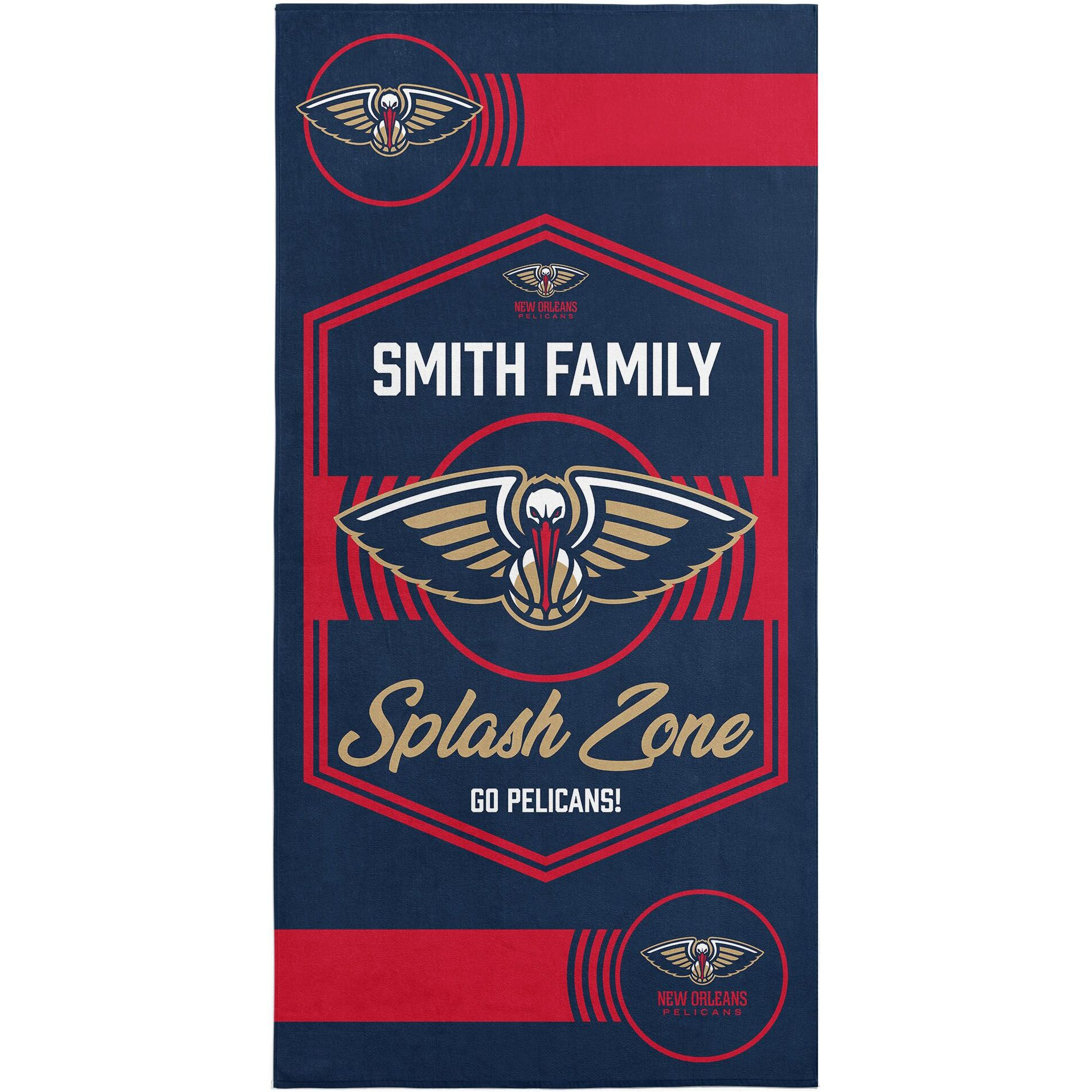 NBA New Orleans Pelicans Dominion Personalized Beach Towel 3060 Inches