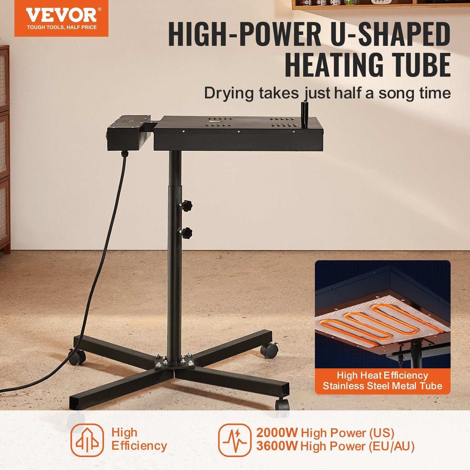Flash Dryer, 18 x 25 inch Flash Dryer for Screen Printing, 0-750F Temperature Control, High Power Silk Screen Printing Dryer with Height Adjustable Stand, 360 Rotation, T-Shirt Curing Machine