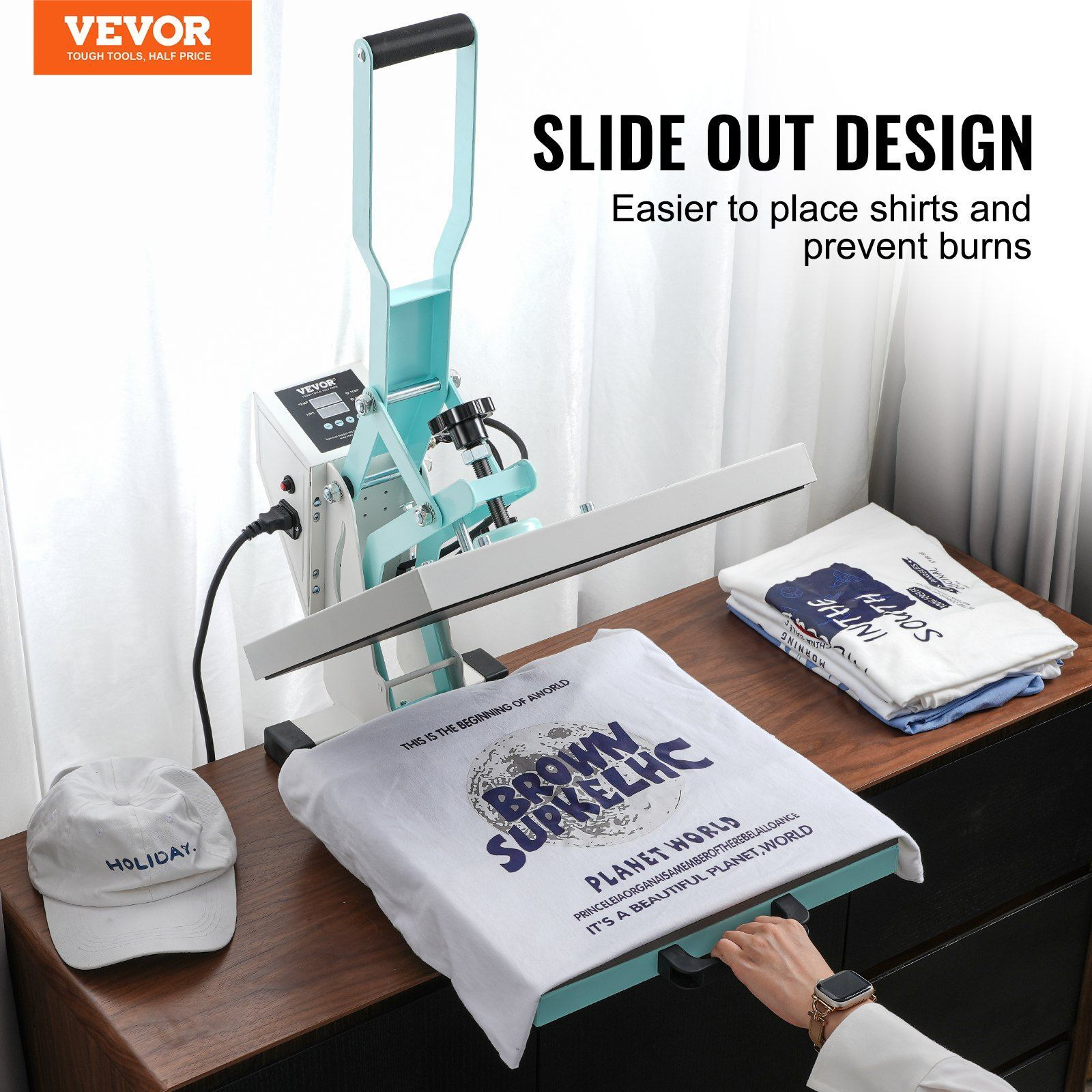 Heat Press Machine 15x15 in Slide Out Heat Transfer Machine T-Shirts Green
