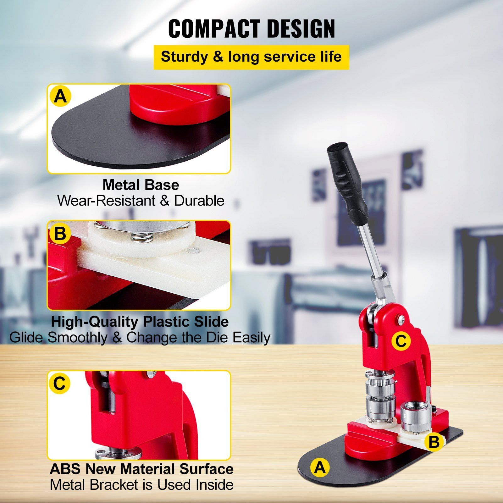 VEVOR Button Badge Maker Machine 25mm(1 in)DIY Pin Button Maker Machine with1000 Pcs Button Parts & Circle Cutter Installation-Free Button Press Kit for Idol, JK, School,Kids