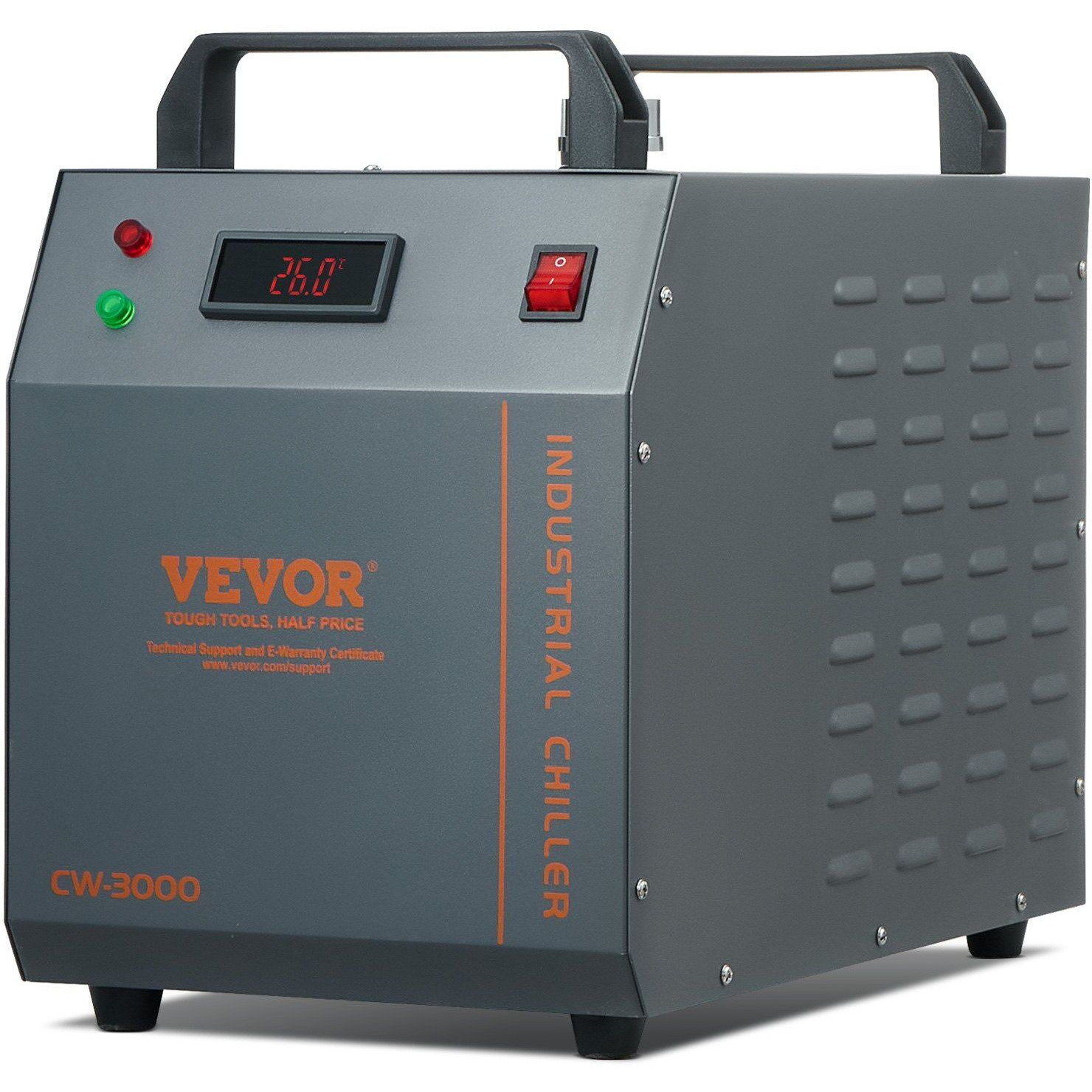 Industrial Water Chiller, CW-3000, 80W Air-Cooled Industrial Water Cooler Cooling System with 12 L Water Tank Capacity 12 L/min Maximum Flow Rate, for Laser Engraving Machine Cooling Machine