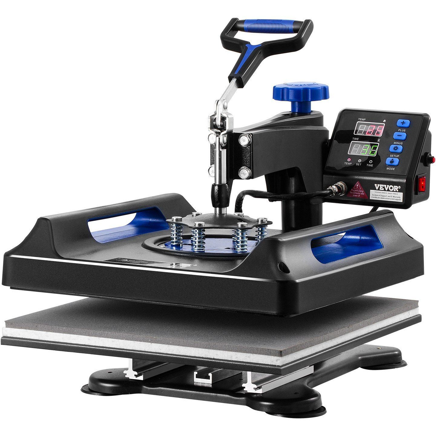 5 in 1 Heat Press Machine 15x15 in 30oz Tumbler Press T-Shirts Black+Blue