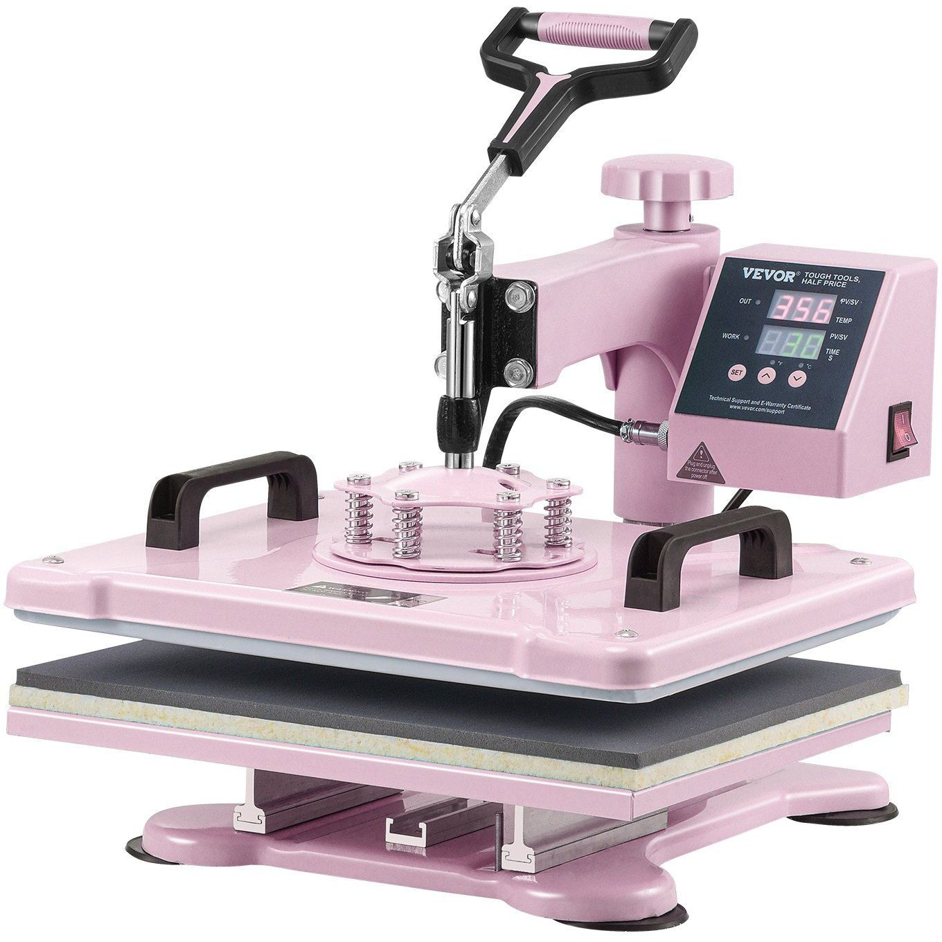 Heat Press Machine 12x15 in 5 in 1 with 30oz Tumbler Press T-Shirts Pink