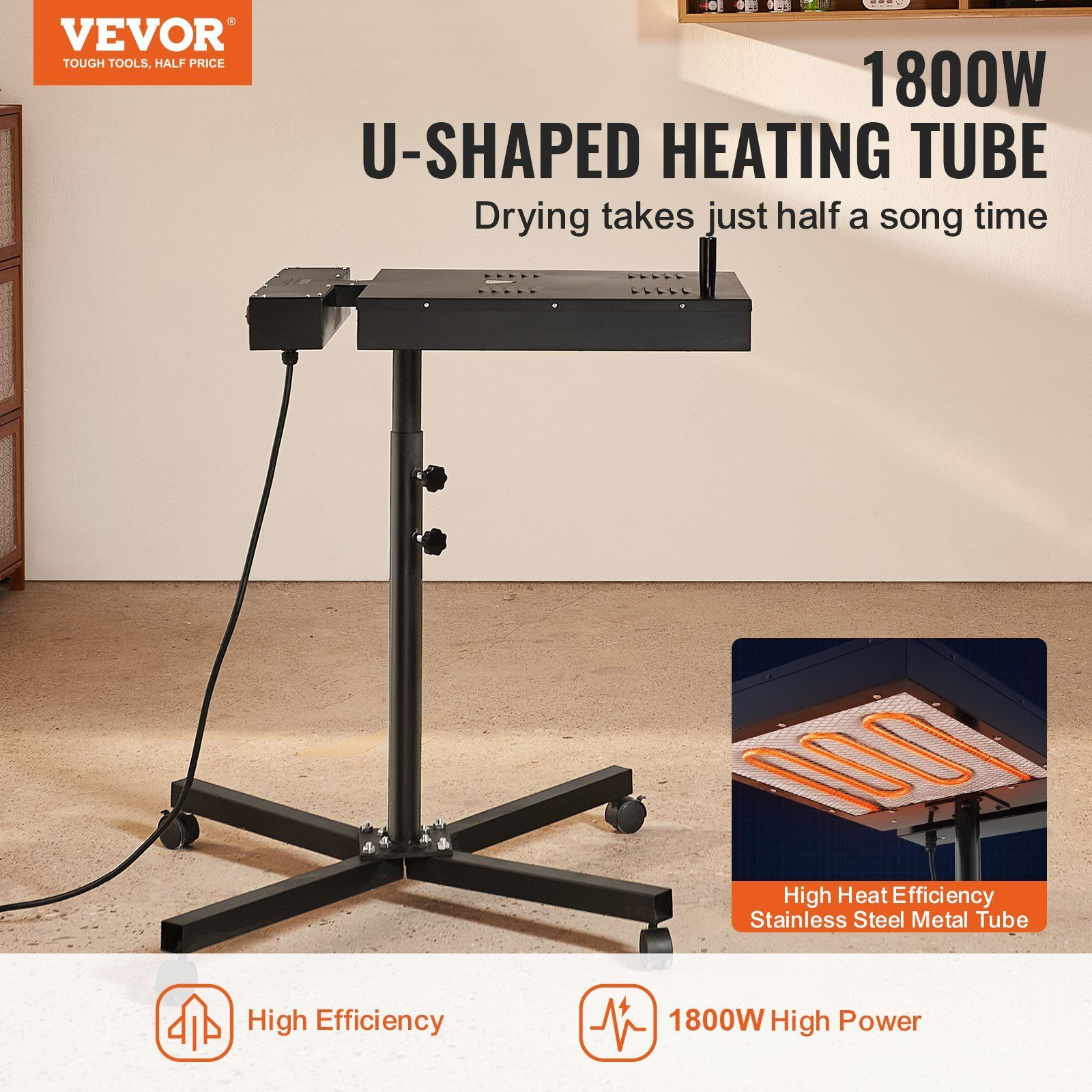 Flash Dryer, 16 x 16 inch Flash Dryer for Screen Printing, 0-750F Temperature Control, High Power Silk Screen Printing Dryer with Height Adjustable Stand, 360 Rotation, T-Shirt Curing Machine