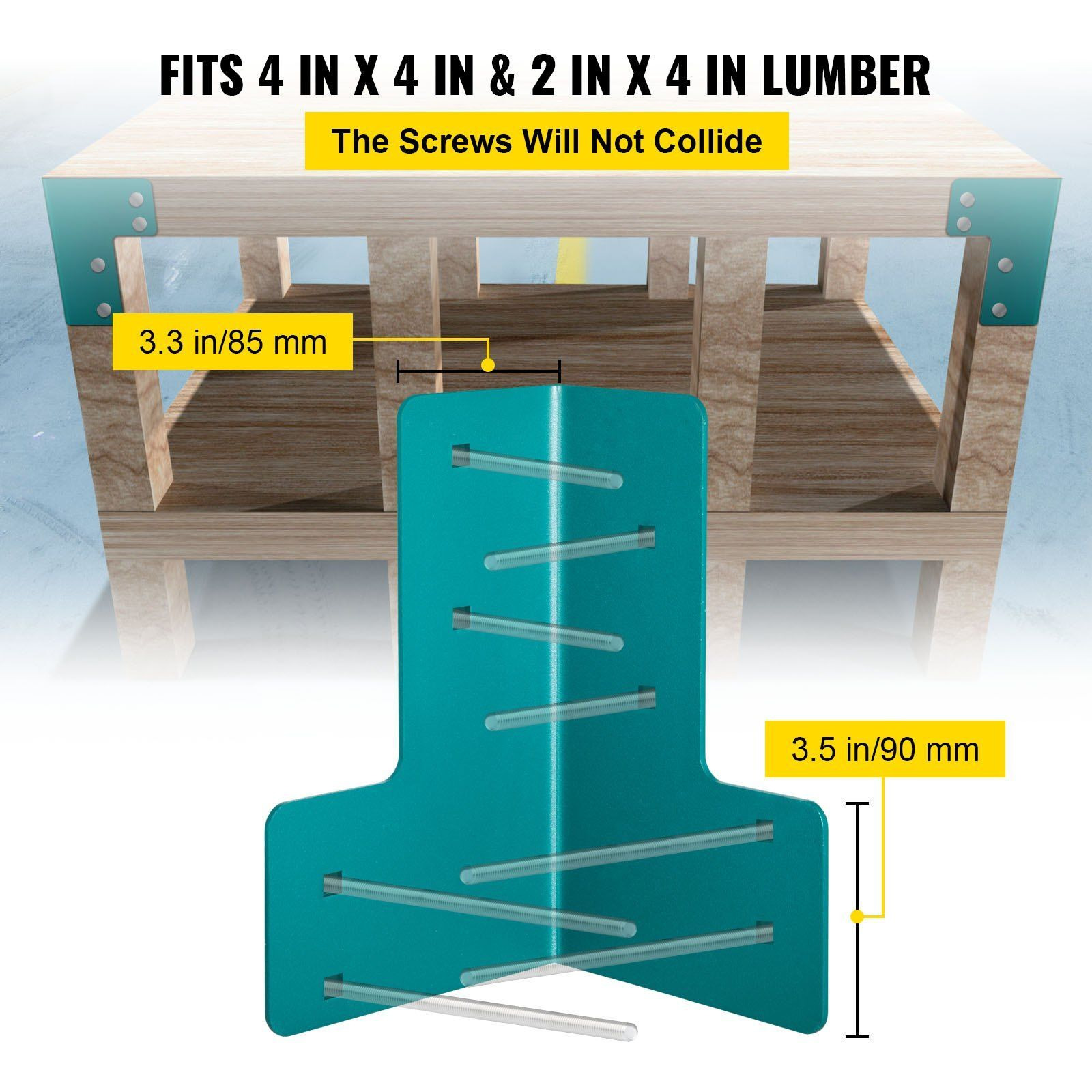 VEVOR Workbench Corner Brackets, 5mm Thick Steel Shop Table Bracket Kit, 8 PCs Workbench Bracket Kit, Right Angle Shop Table Corner Brackets w/Hardware Kit, Joint Fastener for Desk Edge, Family DIY