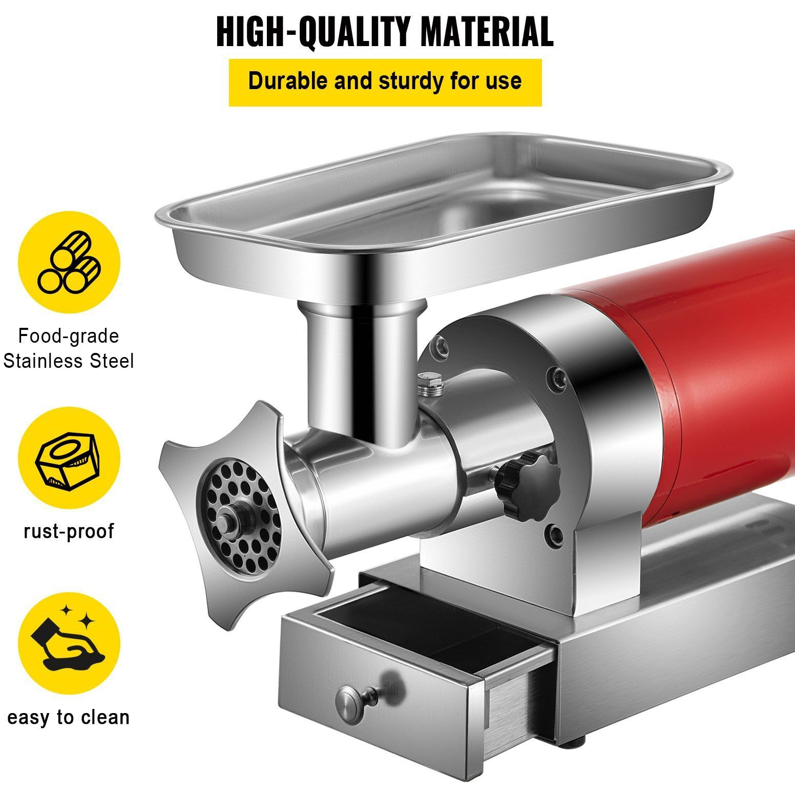VEVOR Electric Meat Grinder, 661 Lbs/Hour1100 W Meat Grinder Machine, 1.5 HP Electric Meat Mincer with 2 Grinding Plates, Sausage Kit Set Meat Grinder Heavy Duty, Home Kitchen & Commercial Use Red