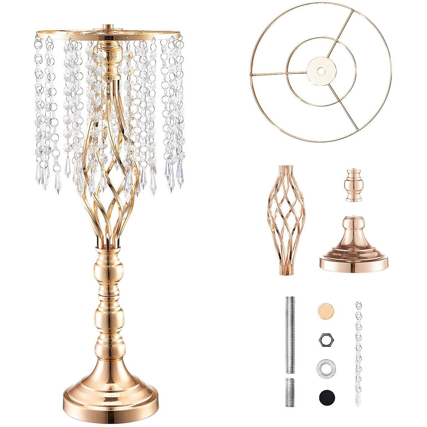 VEVOR 10PCS 55cm/21.65' Tall Crystal Wedding Flower Stand Vase for Party Decor
