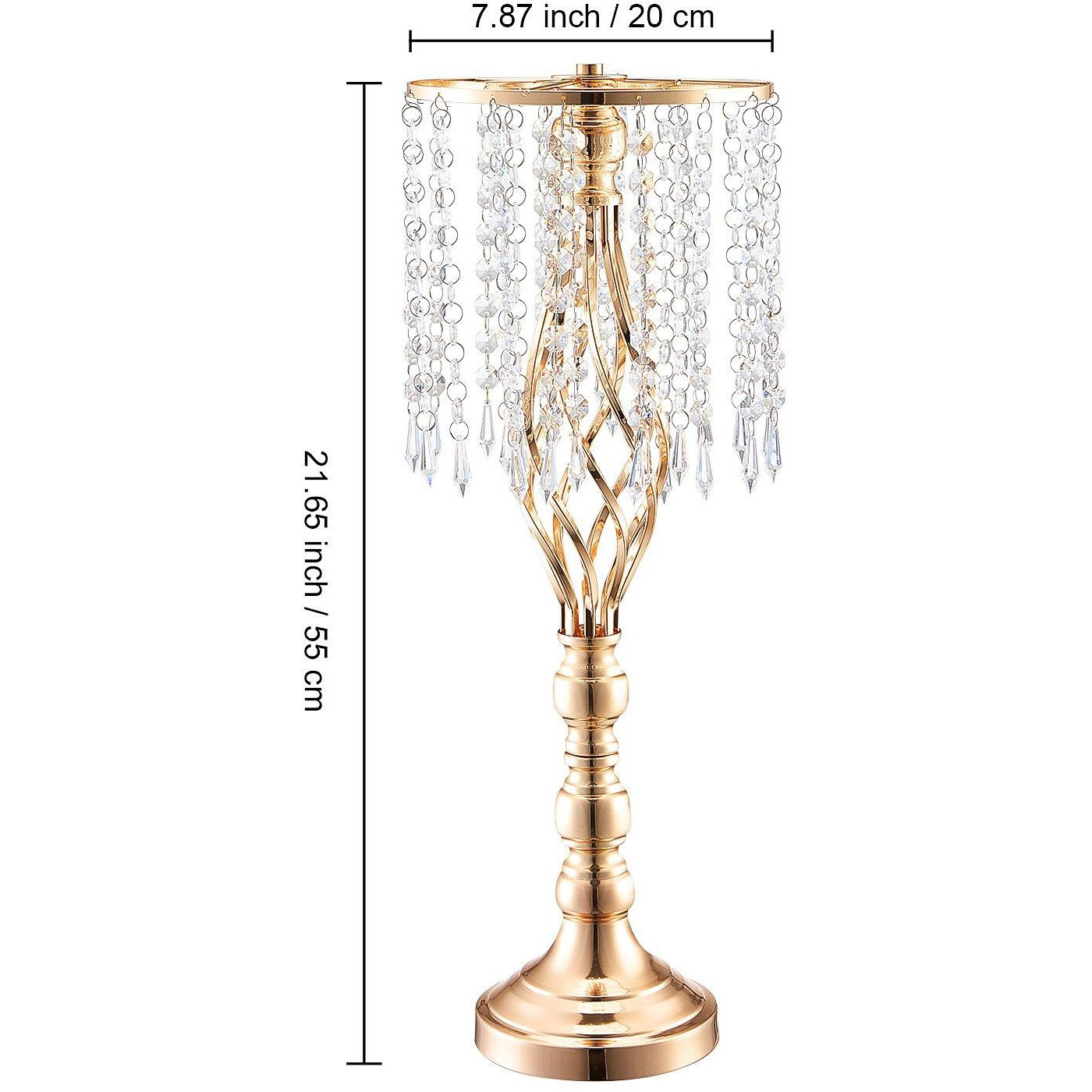 VEVOR 10PCS 55cm/21.65' Tall Crystal Wedding Flower Stand Vase for Party Decor