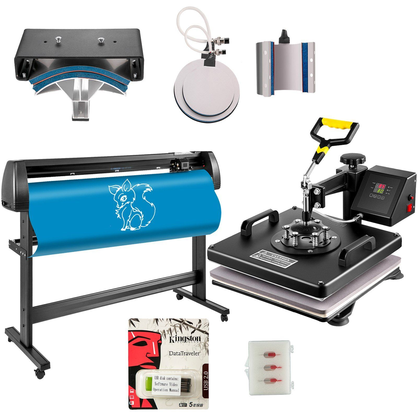 15&quotx15" Heat Press 6 In 1 Sublimation Machine + 53" Vinyl Cutter/plotter Cutting