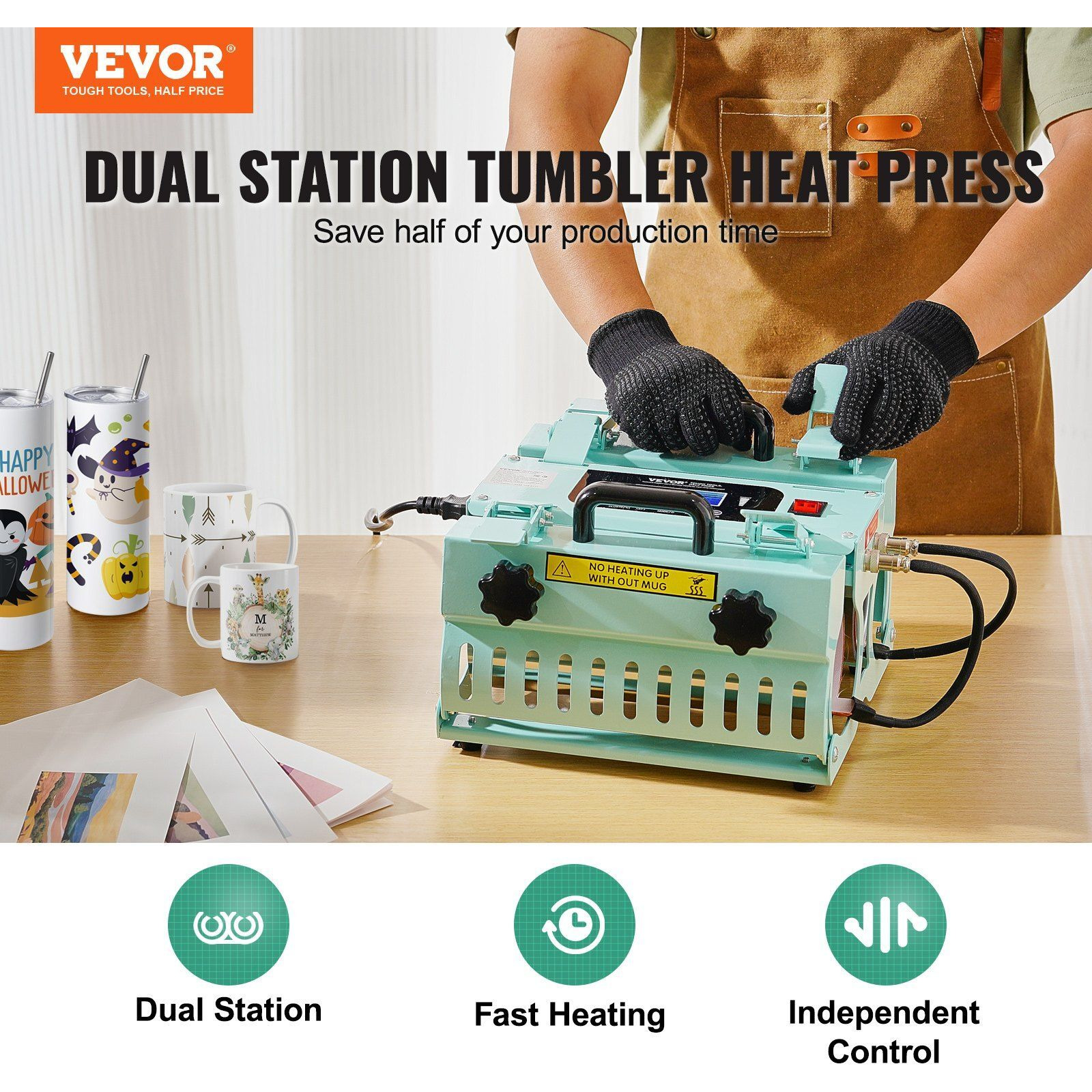 VEVOR Tumbler Heat Press Machine 2 Station Heaters 11-30oz Mug Press Sublimation