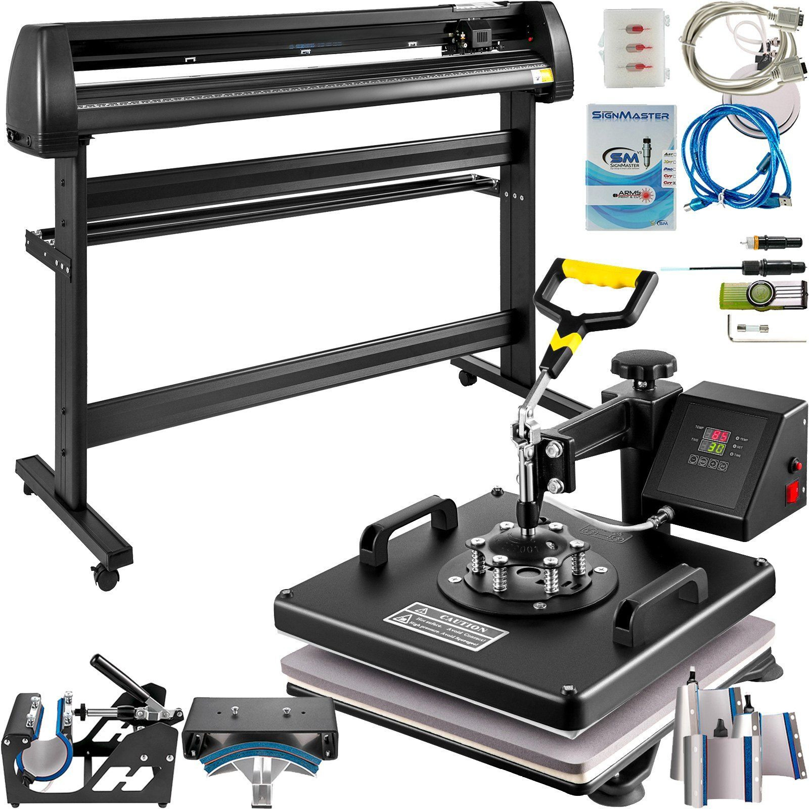 8 In 1 Heat Press 15&quotx15" Sublimation Machine + 53" Vinyl Cutter/plotter Cutting