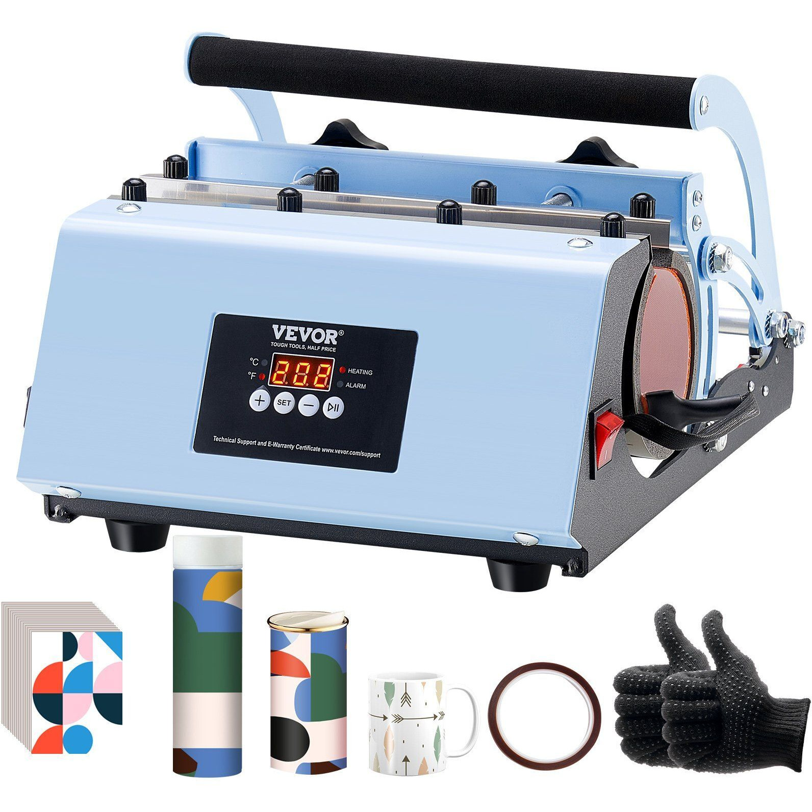 VEVOR Tumbler Heat Press Machine 11-30oz Mug Press Sublimation Tumblers Blue