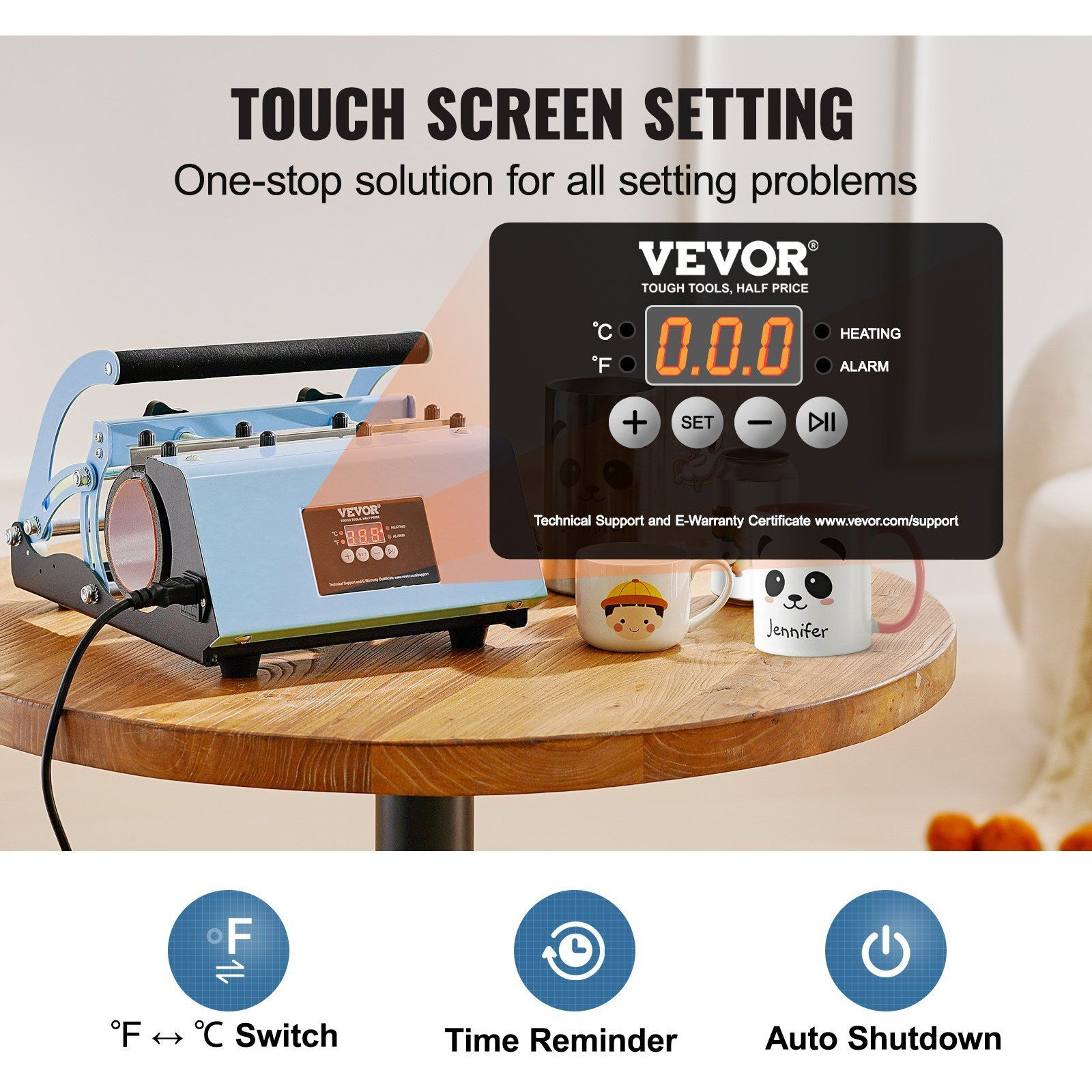 VEVOR Tumbler Heat Press Machine 11-30oz Mug Press Sublimation Tumblers Blue