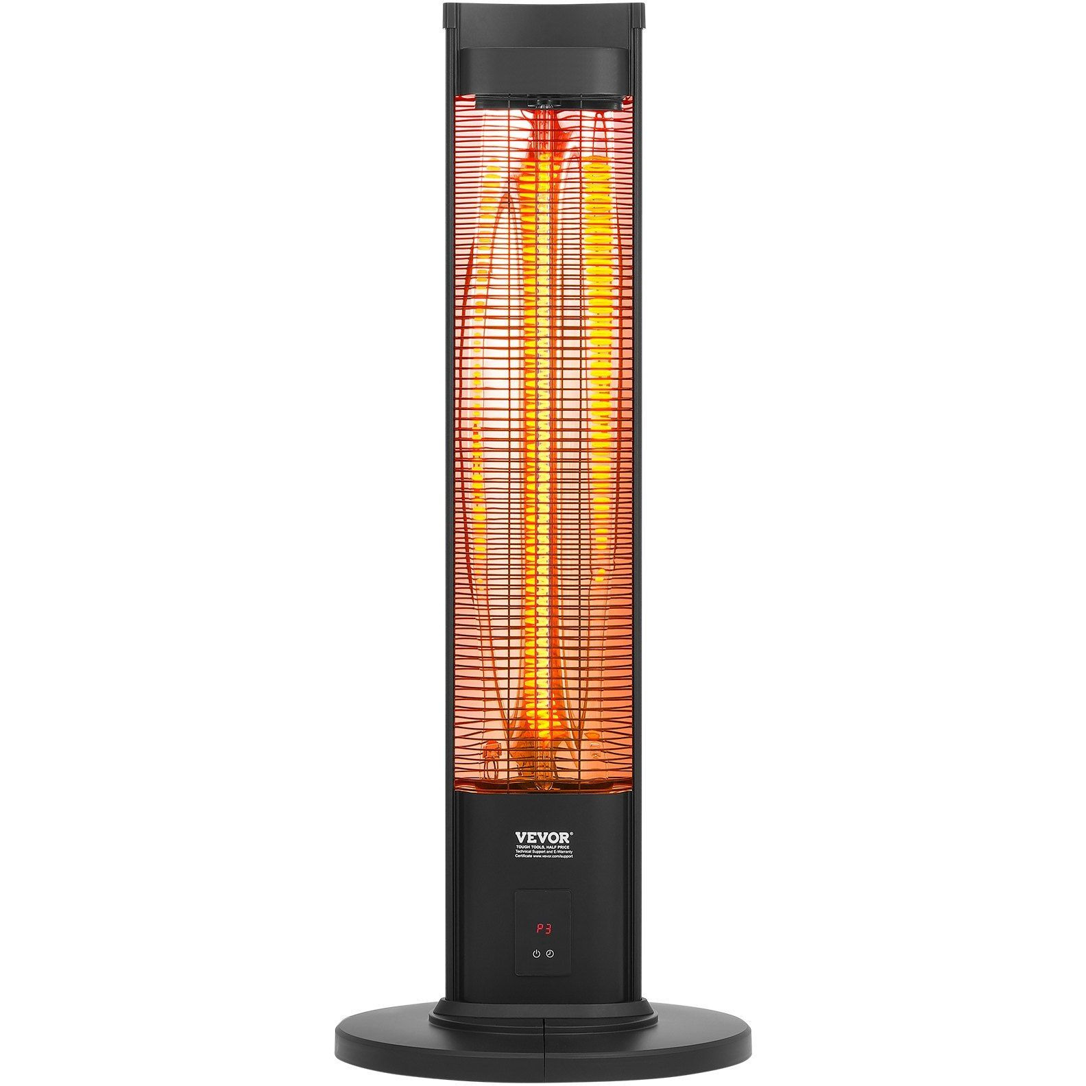 VEVOR Infrared Heater, 1500W Remote Control Electric Space Heater, Patio Heater w/ 3 Speeds & Timer & Tip-Over Protection, Outdoor/Outdoor for Bedroom,Studio,Porch,Dining Room,Studio, Stand,40in L