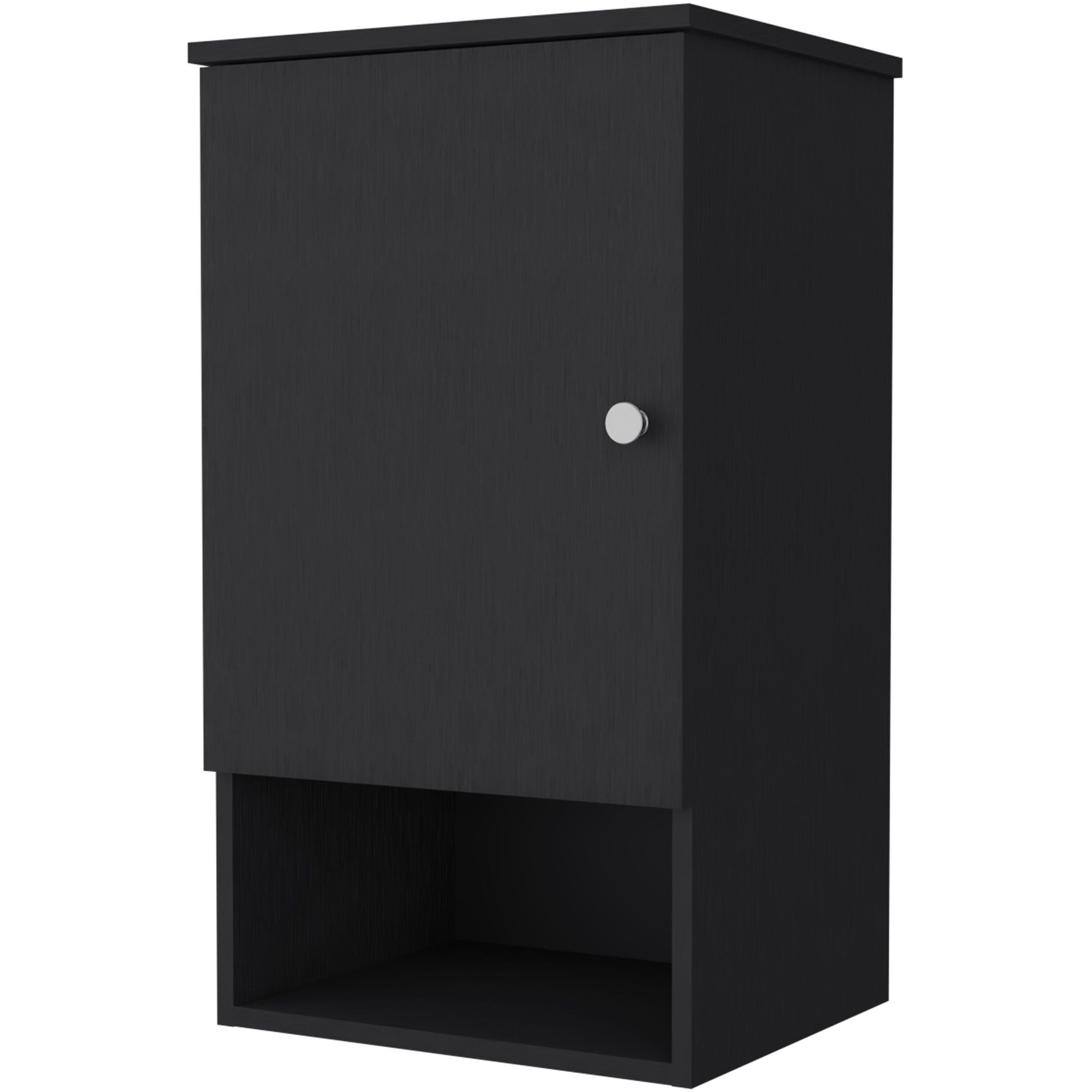 Carrizo Medicine Cabinet in Melamine With One Door, Black