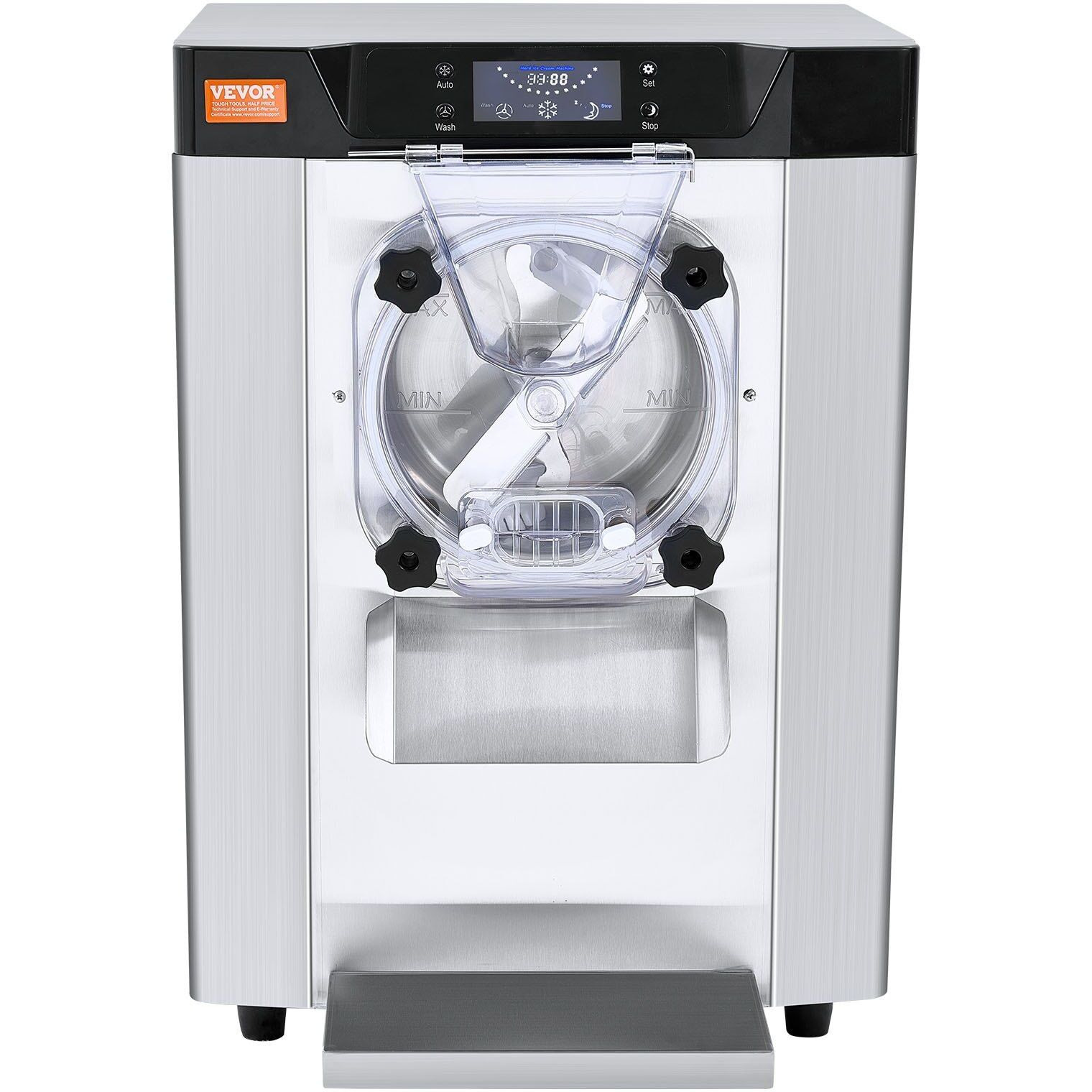 VEVOR Commercial Ice Cream Machine, 12 L/H Yield, 1713W Single Flavor Countertop Hard Serve Ice Cream Maker, 4.5L Stainless Steel Cylinder, LED Panel Auto Clean Pre-cooling, for Restaurant Snack Bars