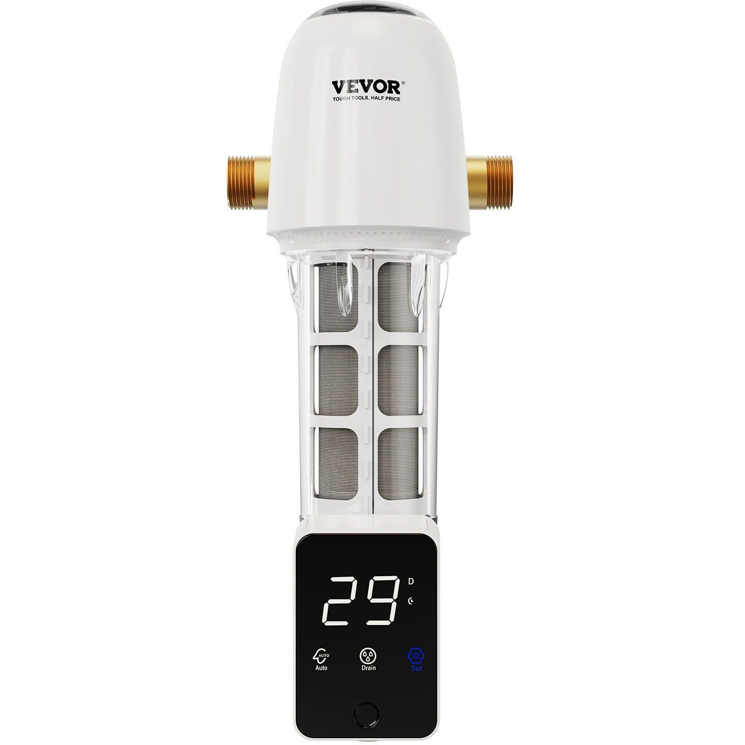VEVOR Spin Down Filter, 40 Micron Whole House Sediment Filter for Well Water, 1" MNPT + 3/4" FNPT, 8 T/H High Flow Rate, for Whole House Water Filtration Systems, Well Water Sediment Filter