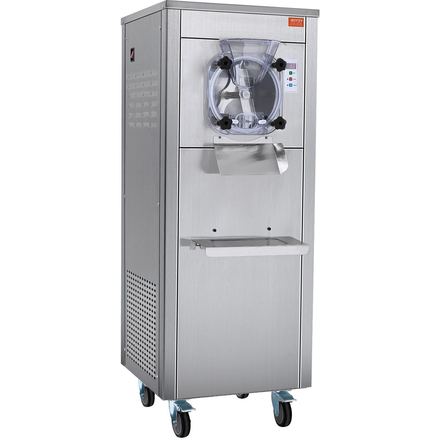 VEVOR Commercial Ice Cream Machine, 18 L/H Yield, 1780W Single Flavor Hard Serve Ice Cream Maker with Wheels, 6L Stainless Steel Cylinder, LED Panel Auto Clean Pre-cooling, for Restaurant Snack Bars
