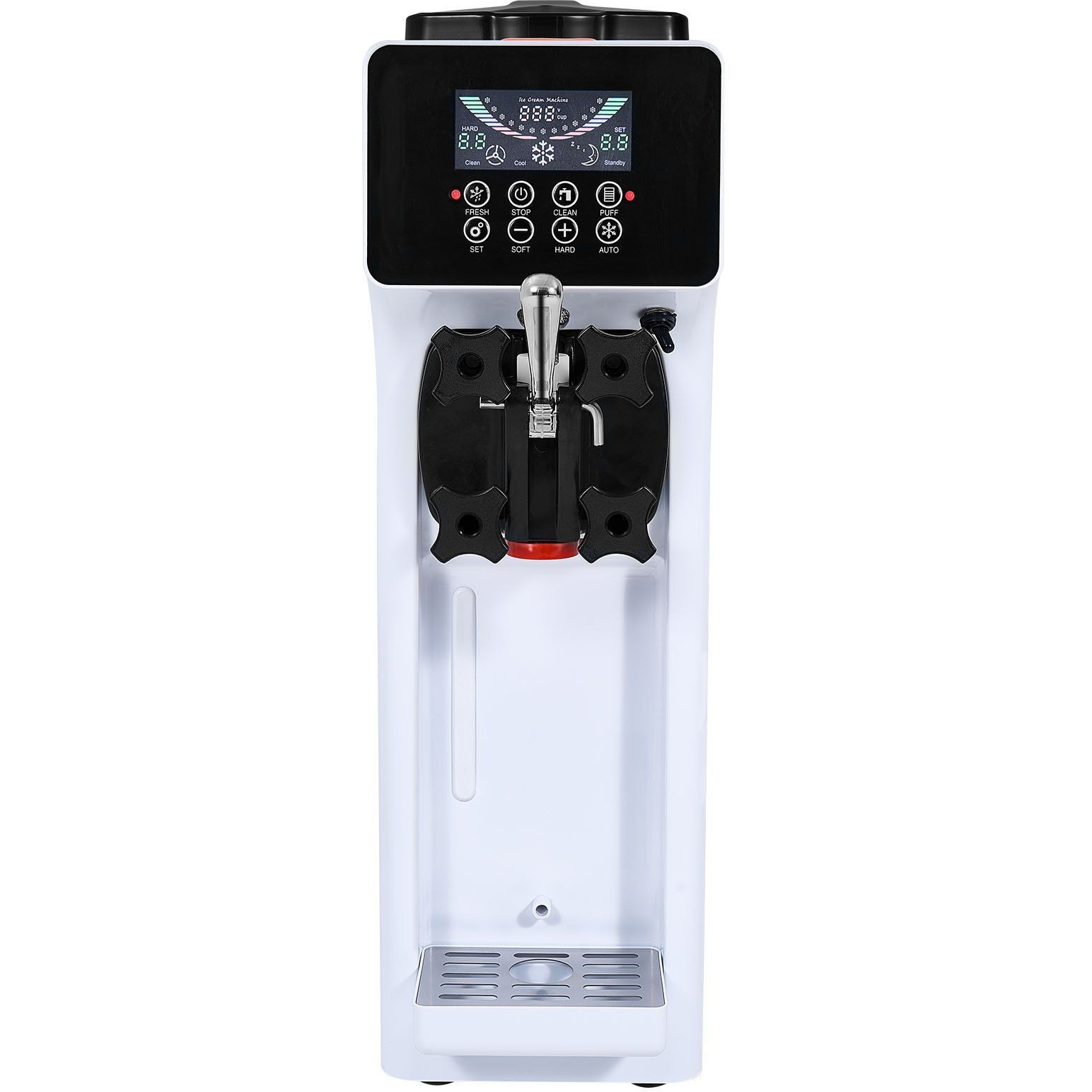 VEVOR Commercial Ice Cream Machine, 10.6 QT/H Yield, 1000W Single Flavor Countertop Soft Serve Ice Cream Maker, with 4L Hopper 1.6L Cylinder, LCD Panel Auto Clean Pre-cooling, for Restaurant Snack Bar