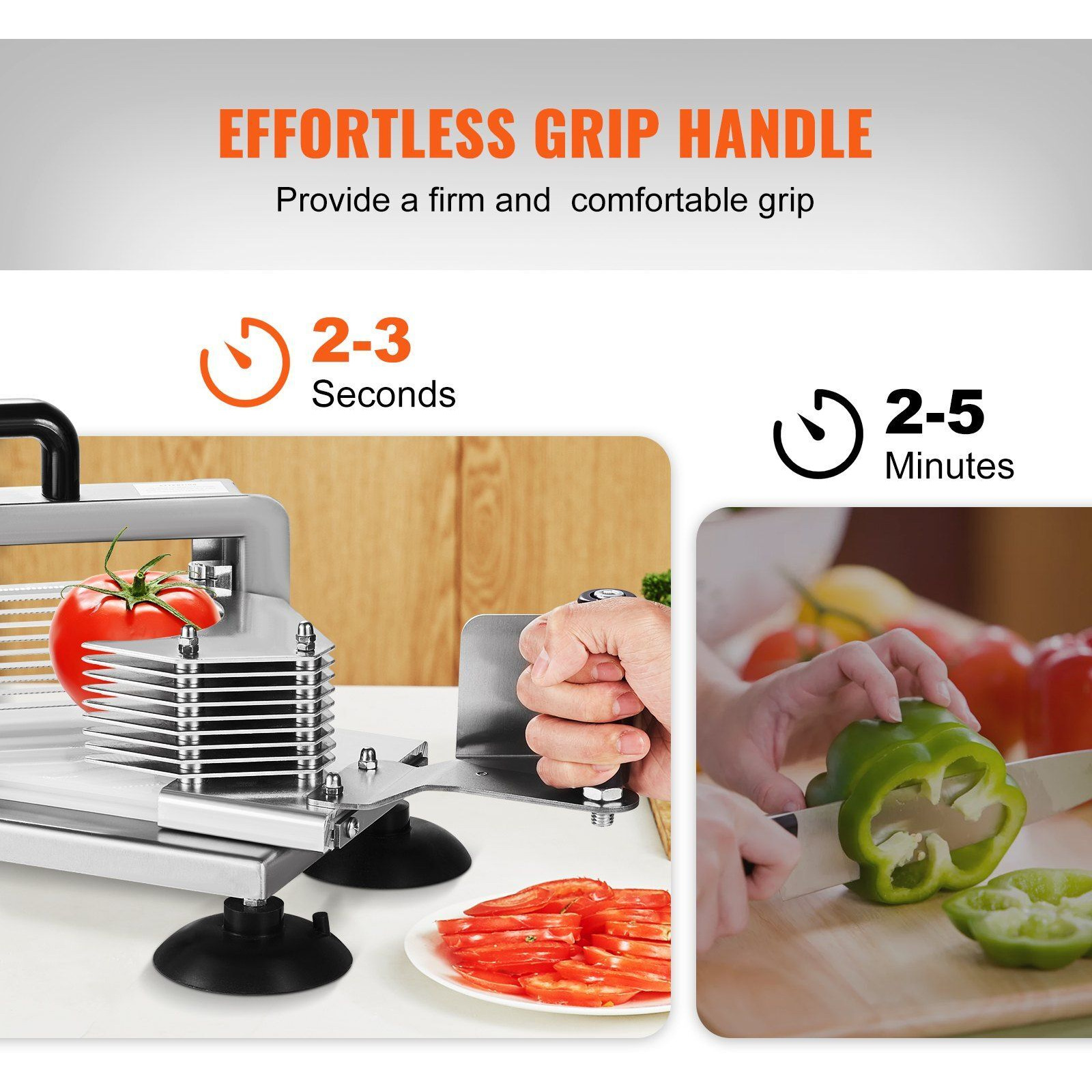 VEVOR Commercial Tomato Slicer, 3/8 inch Tomato Cutter Slicer, Stainless Steel Heavy Duty Tomato Slicer Machine, Manual Tomato Slicer with Non-slip Feet, for Cutting Tomatoes, Cucumbers, Bananas
