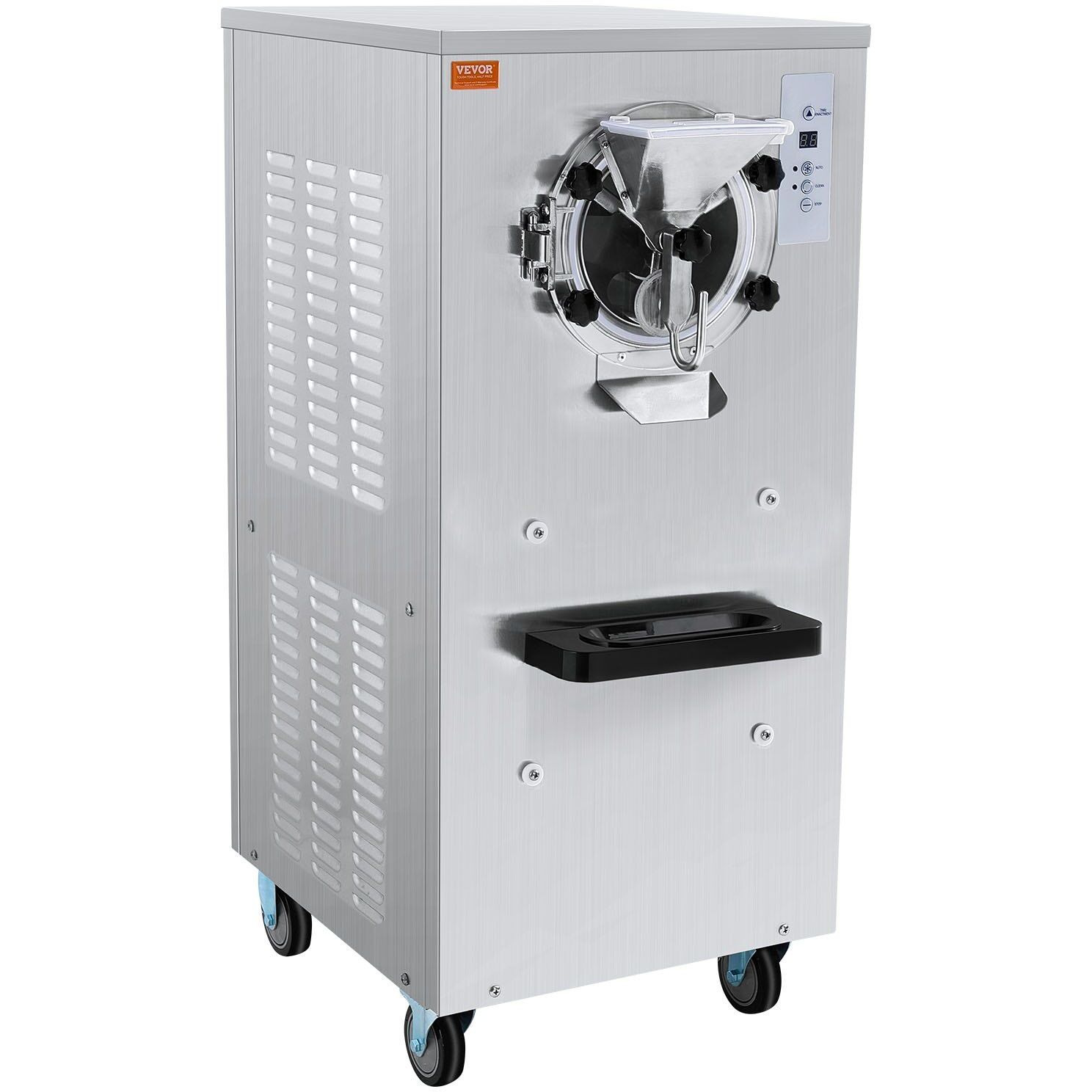 VEVOR Commercial Ice Cream Machine, 20-25L/H Yield, 2400W 1-Flavor Hard Serve Ice Cream Maker, 8L Stainless Steel Cylinder, Digital Display Auto Clean Adjustable Hardness, for Restaurant Snack Bars