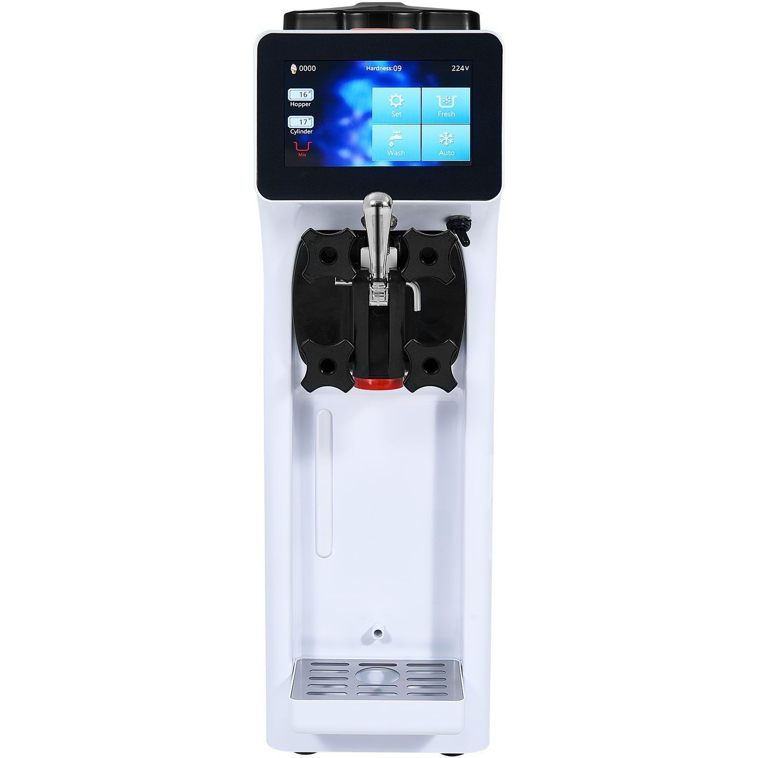 VEVOR Commercial Ice Cream Machine, 10.6 QT/H Yield, 1000W Single Flavor Countertop Soft Serve Ice Cream Maker, 4L Hopper 1.6L Cylinder, Touch Screen Auto Clean Pre-cooling, for Restaurant Snack Bar