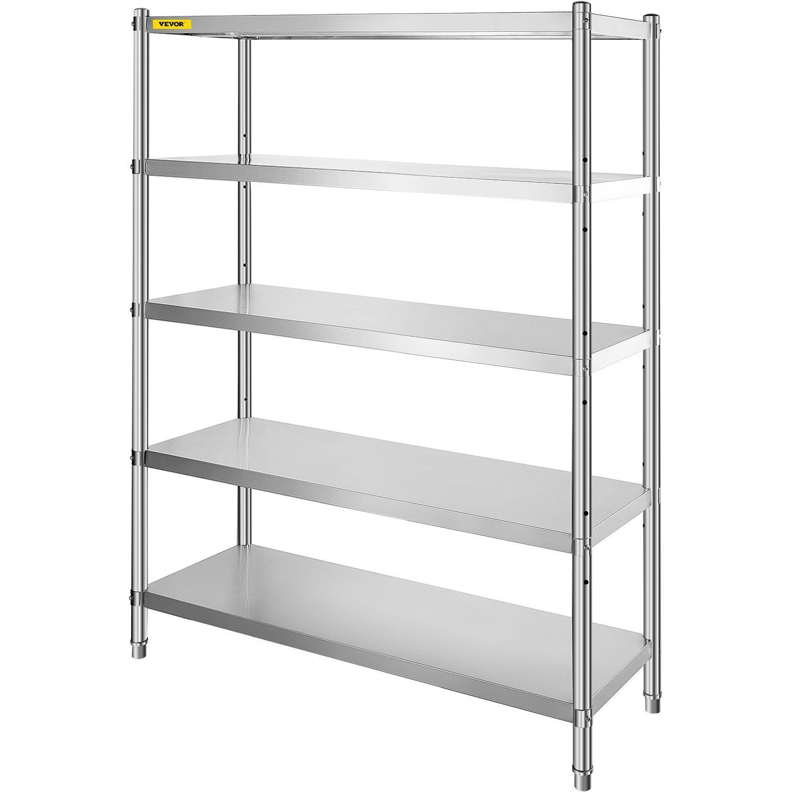 VEVOR Stainless Steel Shelves 47.5x18 Inch 5 Tier Adjustable Shelf Storage Unit Stainless Steel Rack Shelving Heavy Duty Shelving for Kitchen Commercial Office Garage Storage 330lb Per Shelf