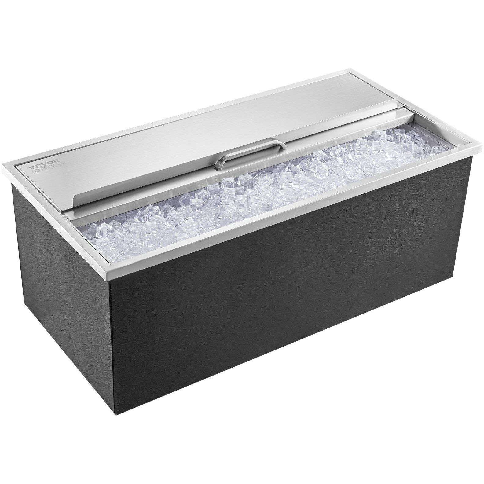 VEVOR Drop in Ice Chest, 36&quotL x 18&quotW x 14&quotH Stainless Steel Ice Cooler, Commercial Ice Bin with Sliding Cover, 40.9 qt Outdoor Kitchen Ice Bar, Drain-pipe and Drain Plug Included, for Cold Wine Beer