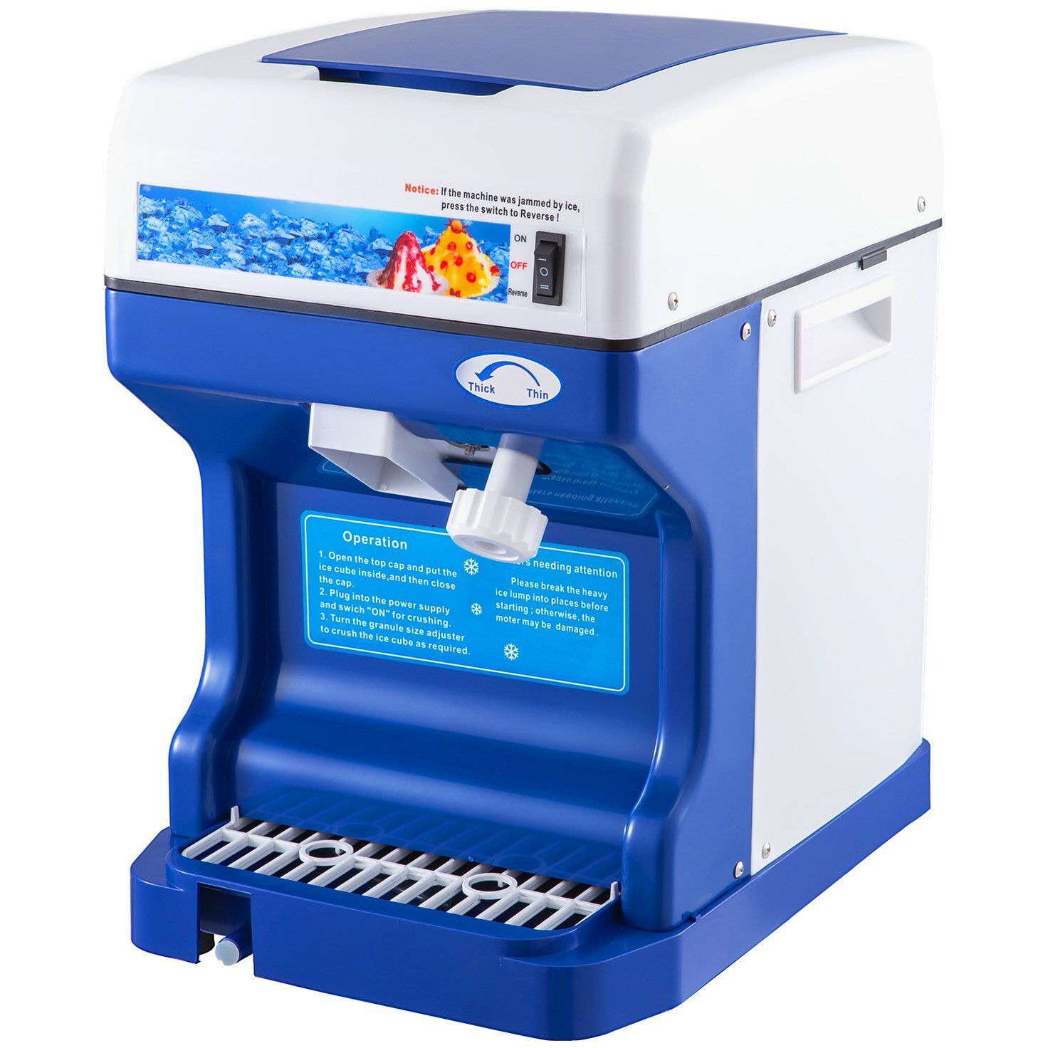 VEVOR 110V Electric Shaved Ice Machine 250W Snow Cone Maker Tabletop w/Adjustable Ice Texture, Ice Shaving Machine 265LBs/hr for Home and Commerical Use