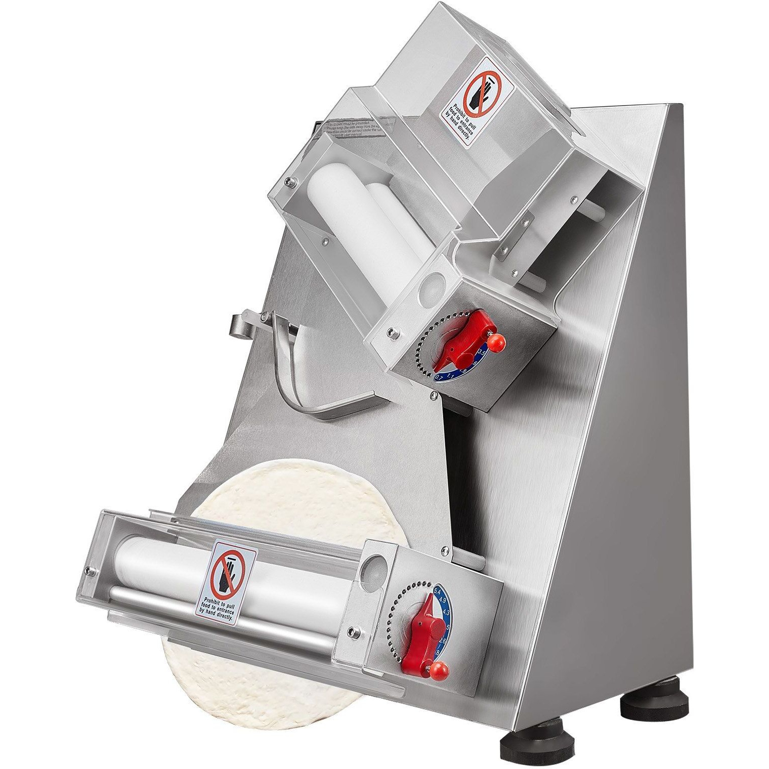 VEVOR Pizza Dough Roller Sheeter, 3-12 Inch Automatic Commercial Pizza Press, 370W Electric 260 Per Hour Dough Roller, Stainless Steel Adjustable Thickness Dough Machine, for Pasta Maker Equipment