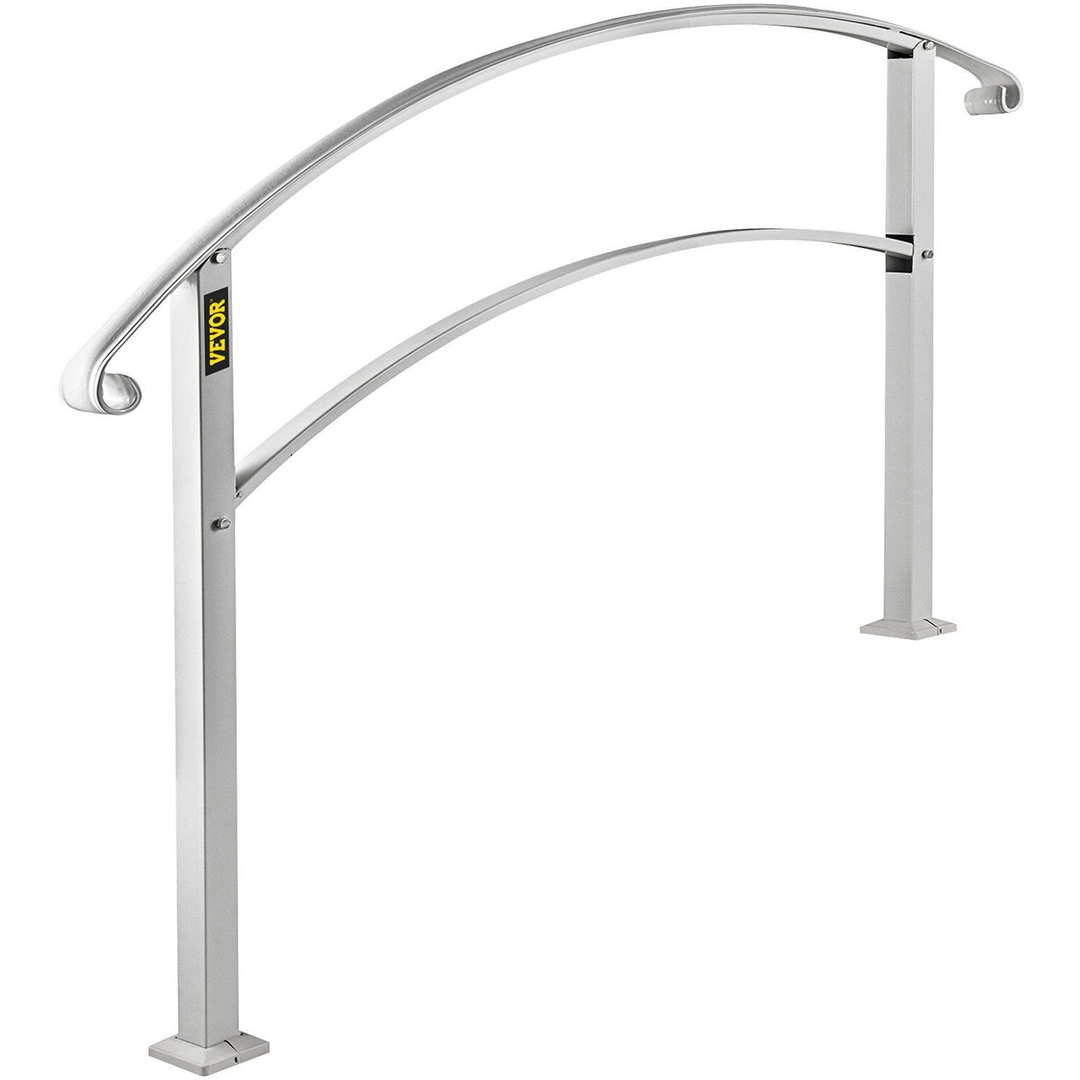 VEVOR Handrails for Outdoor Steps, Fit 1 or 3 Steps Outdoor Stair Railing, White Wrought Iron Handrail, Flexible Front Porch Hand Rail, Transitional Handrails for Concrete Steps or Wooden Stairs