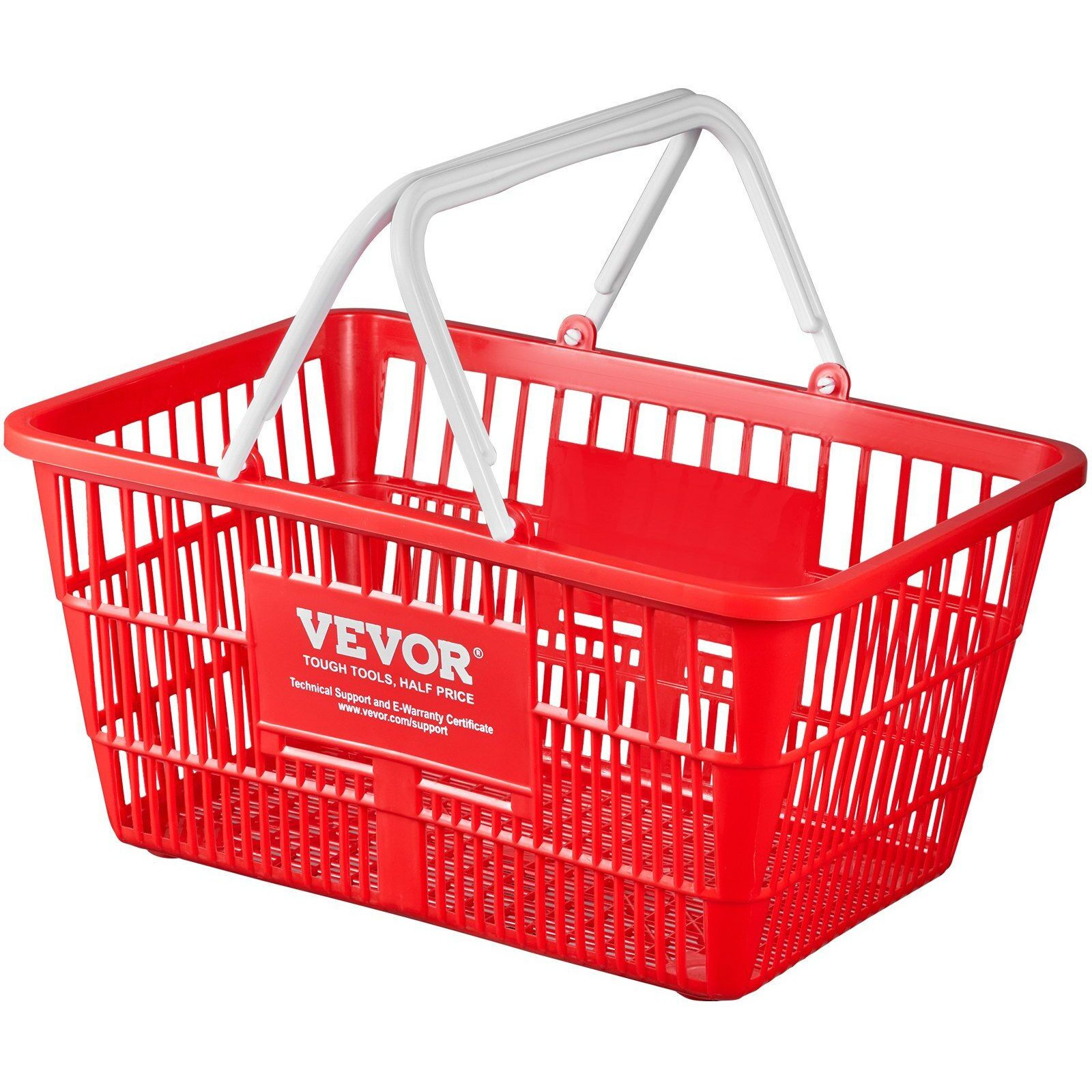VEVOR Shopping Basket Portable Grocery Basket 20PCS 21L with Handle & Stand Red