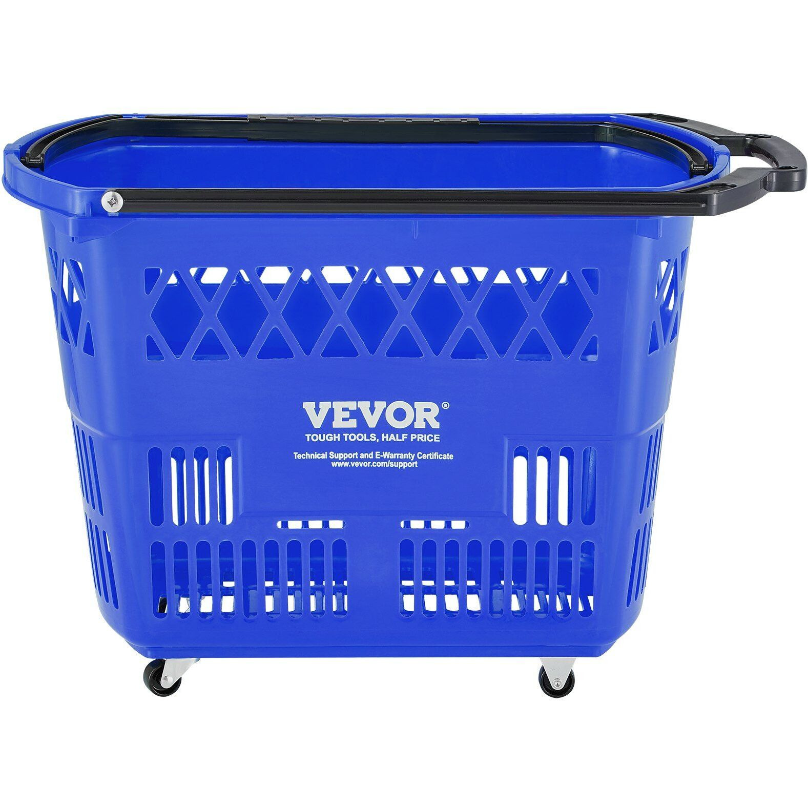 VEVOR Plastic Rolling Shopping Trolley Basket On Wheels 6PCS 39L with Handle