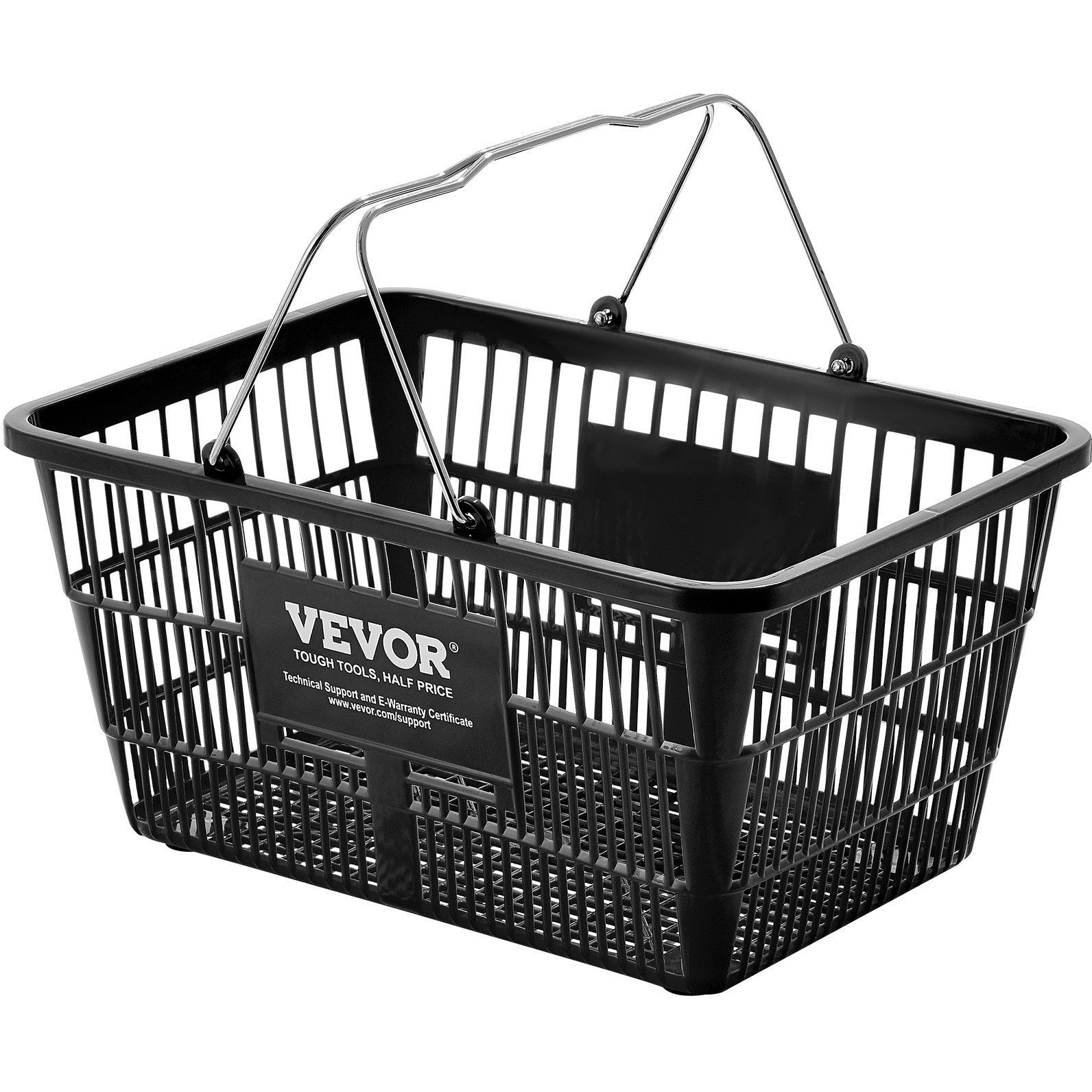 VEVOR Shopping Basket Grocery Basket 12PCS 21L with Iron Handle & Stand Black