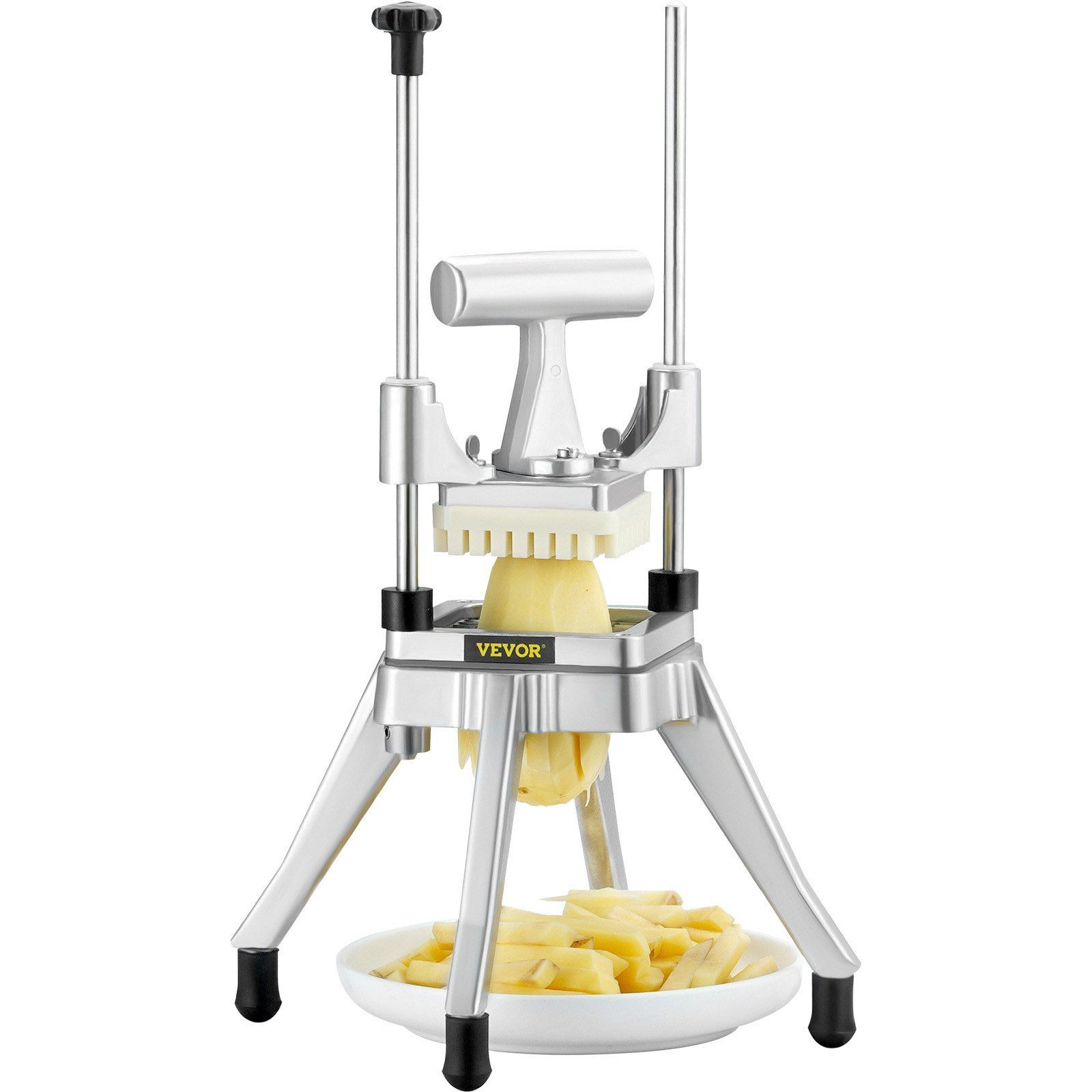 VEVOR Commercial Vegetable Fruit Chopper 3/8Blade Heavy Duty Professional Food Dicer Kattex French Fry Cutter Onion Slicer Stainless Steel for Tomato Peppers Potato Mushroom, Sliver