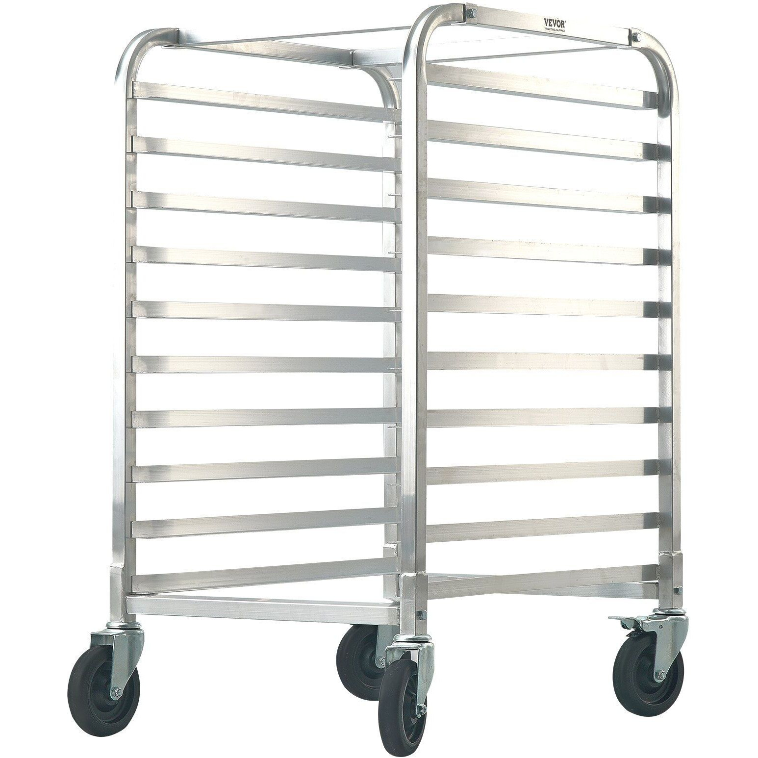 VEVOR Bun Pan Rack, 10-Tier Commercial Bakery Racks with Brake Wheels, Aluminum Racking Trolley Storage for Half & Full Sheet, Speed Rack For Kitchen Home, Bread Baking Equipment, 26&quotL x 20.3&quotW x 39&quotH