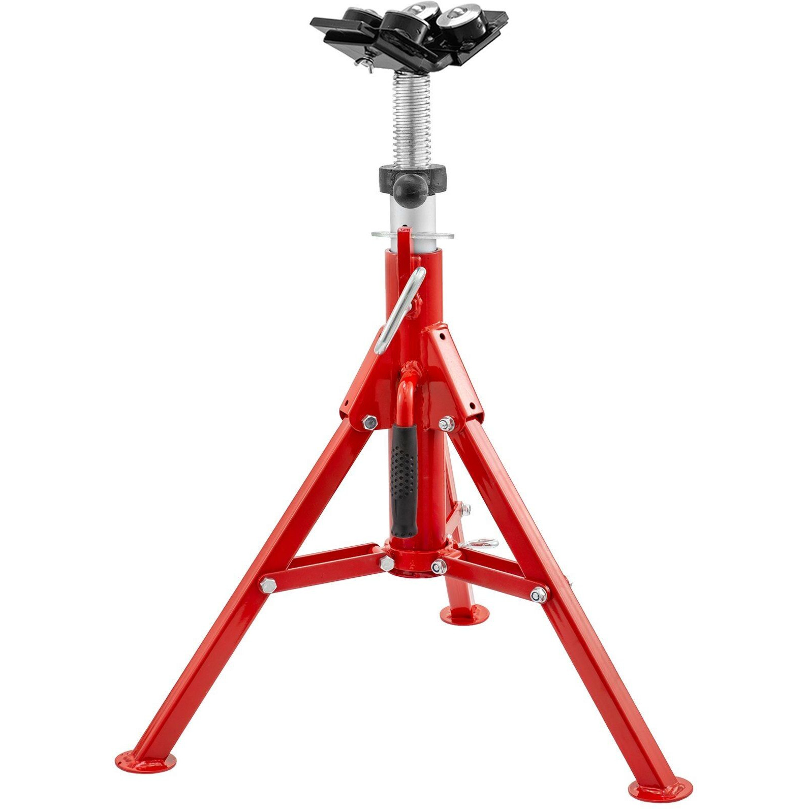 VEVOR Pipe Jack Stand, 2500LB Heavy Duty Welding Pipe Stand, with 4-Ball Transfer V-Head and Folding Legs, Adjustable Height 24"-43" 1107B-type Pipe Jacks for Welding