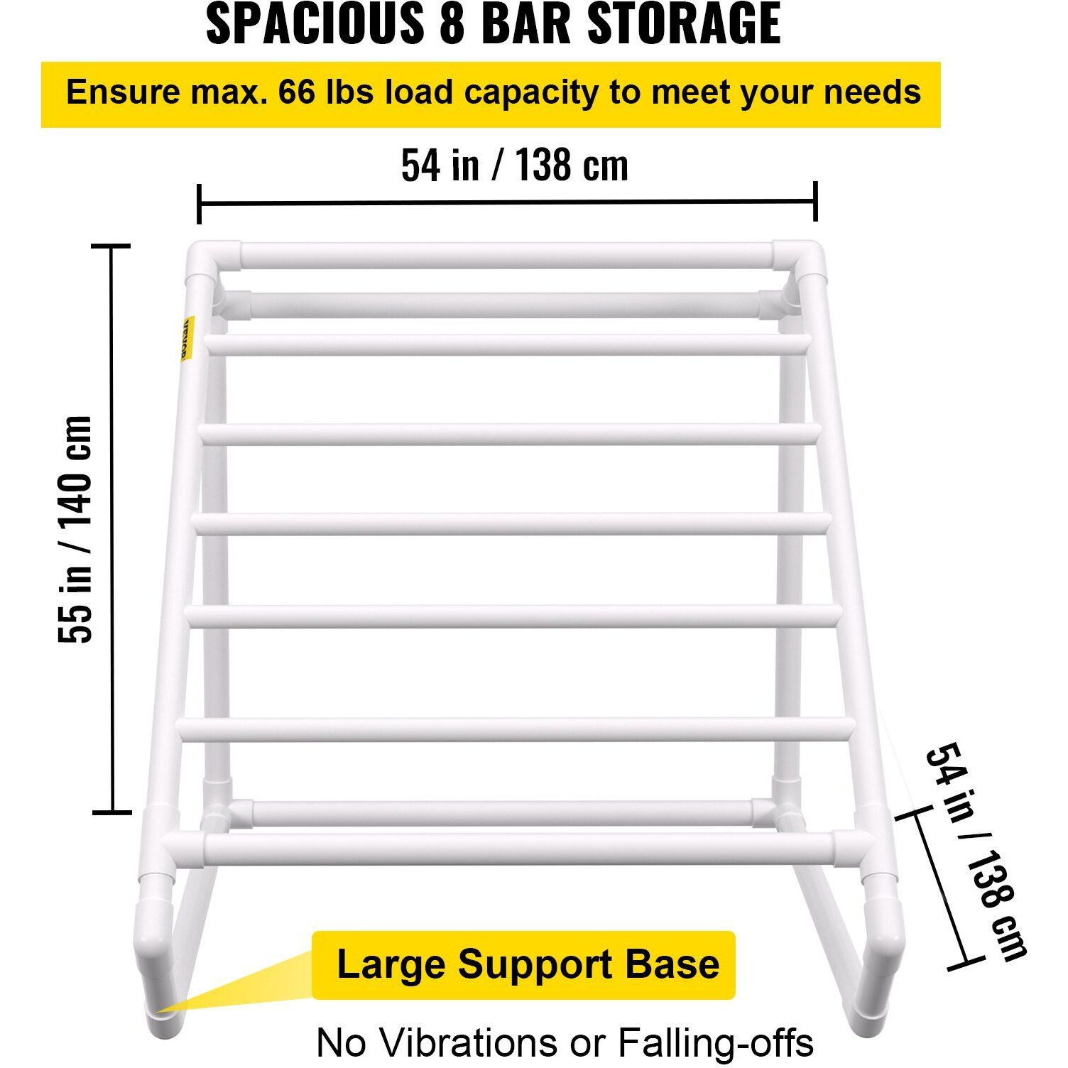VEVOR Pool Towel Rack, 8 Bar, White, Freestanding Outdoor PVC Triangular Poolside Storage Organizer, Include 8 Towel Clips, Mesh Bag, Hook, Also Stores Floats and Paddles, for Beach, Swimming Pool