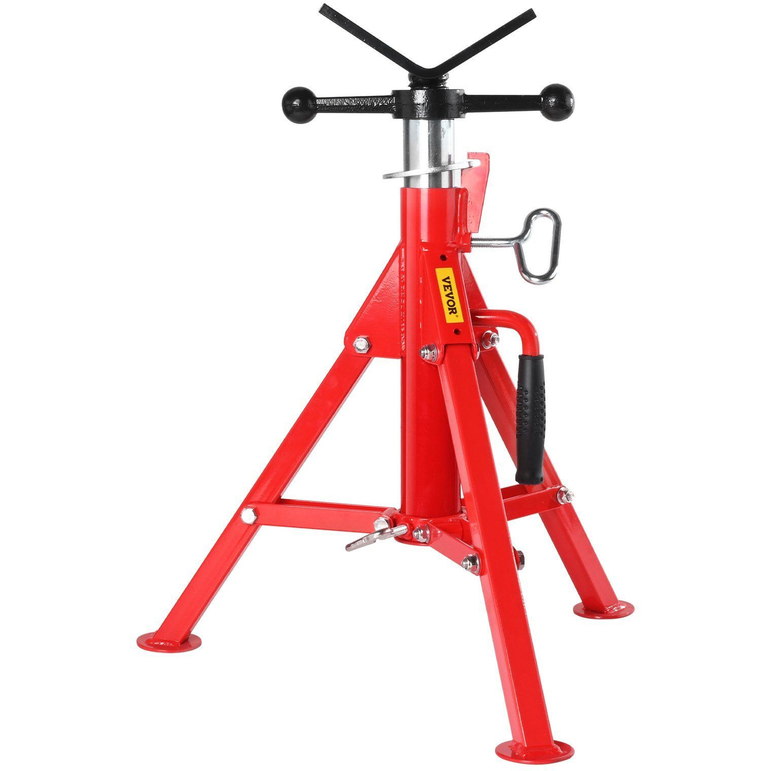 VEVOR V Head Pipe Stand 1/8"-12" Capacity,Adjustable Height 20"-37",Pipe Jack Stands 2500 lb. Load Capacity,Portable Folding Pipe Stands, Carbon Steel Body More Durable