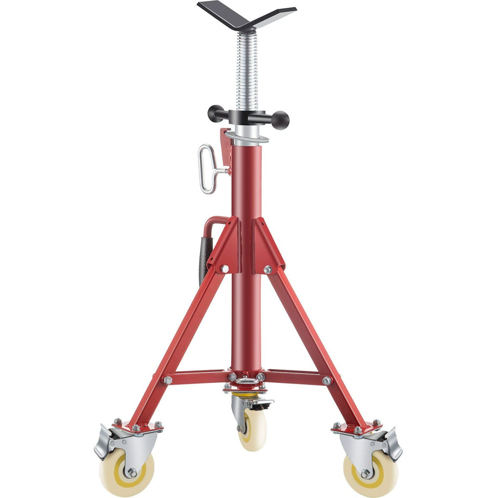 VEVOR Pipe Stand, Pipe Jack Stand, V Head Pipe Stand Adjustable Height 28-52 Inch, Pipe Jack Stands with Casters 882 LB, Folding Portable Pipe Stands 1/8 to 12 Inch Pipe Supporting, Steel Jack Stand