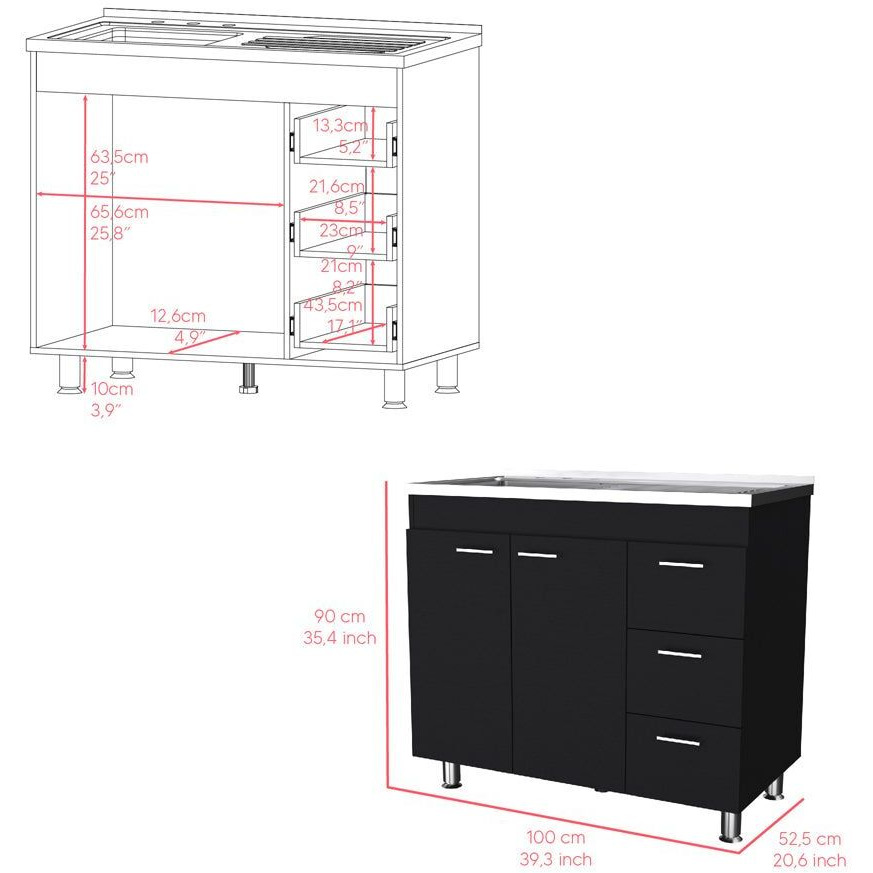 Utility Sink Cabinet Telford, Kitchen, Black