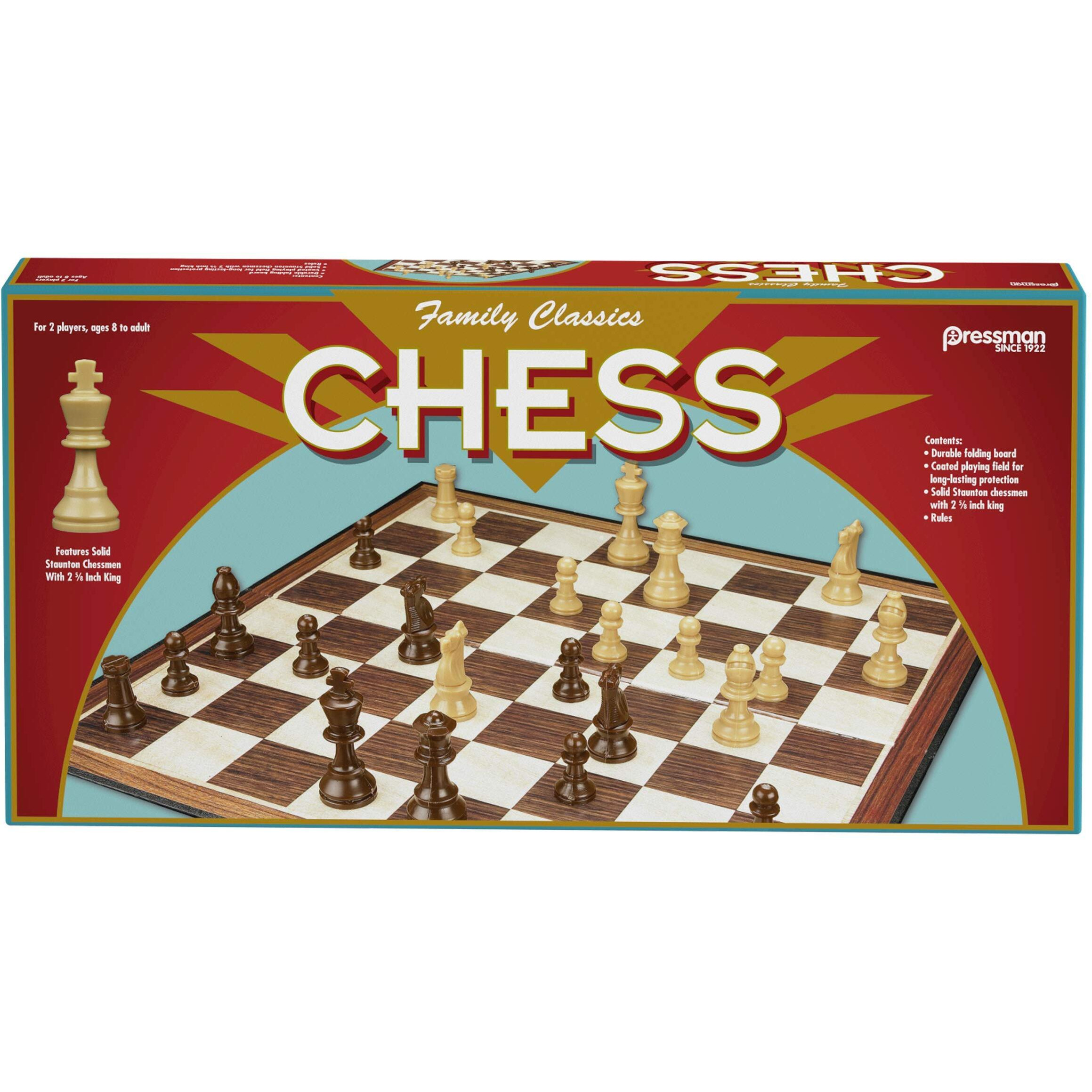 Family Classics Chess By Pressman - With Folding Board And Full Size Chess Pieces