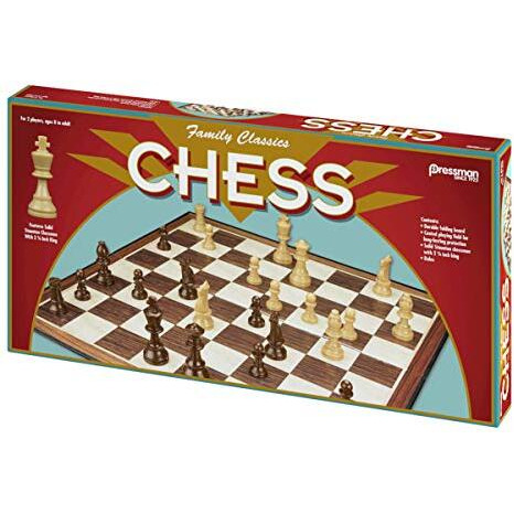 Family Classics Chess By Pressman - With Folding Board And Full Size Chess Pieces