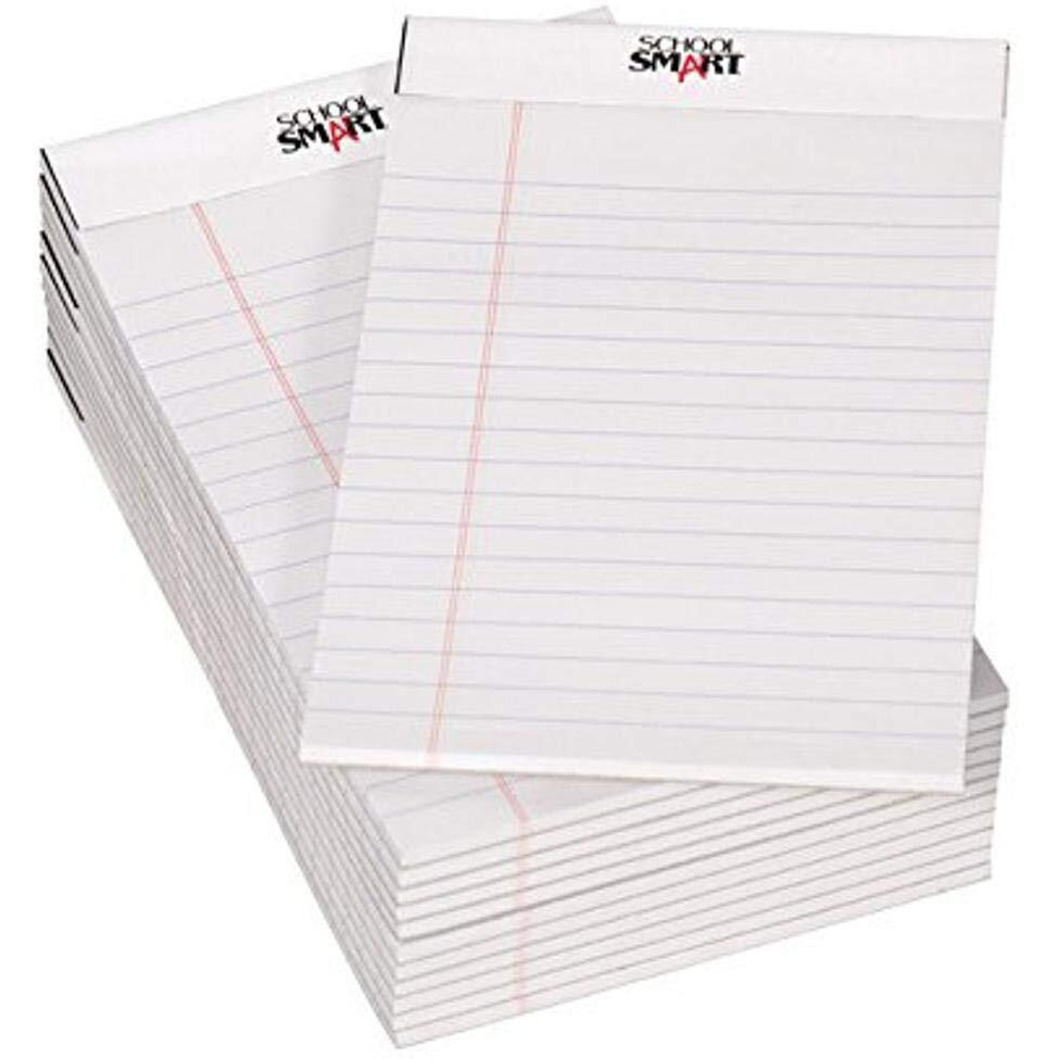 School Smart Junior Legal Pad, 5 X 8 Inches, 50 Sheets Each, White, Pack Of 12 - 027445