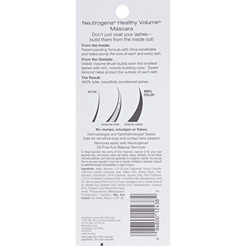 Neutrogena Healthy Volume Lash-Plumping Mascara, Volumizing And Conditioning Mascara With Olive Oil To Build Fuller Lashes, Clump-, Smudge- And Flake-Free, Brownblack 03, 021 Oz