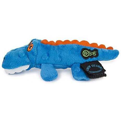 Godog Just For Me Gators With Chew Guard Tough Plush Dog Toy, Blue, Small